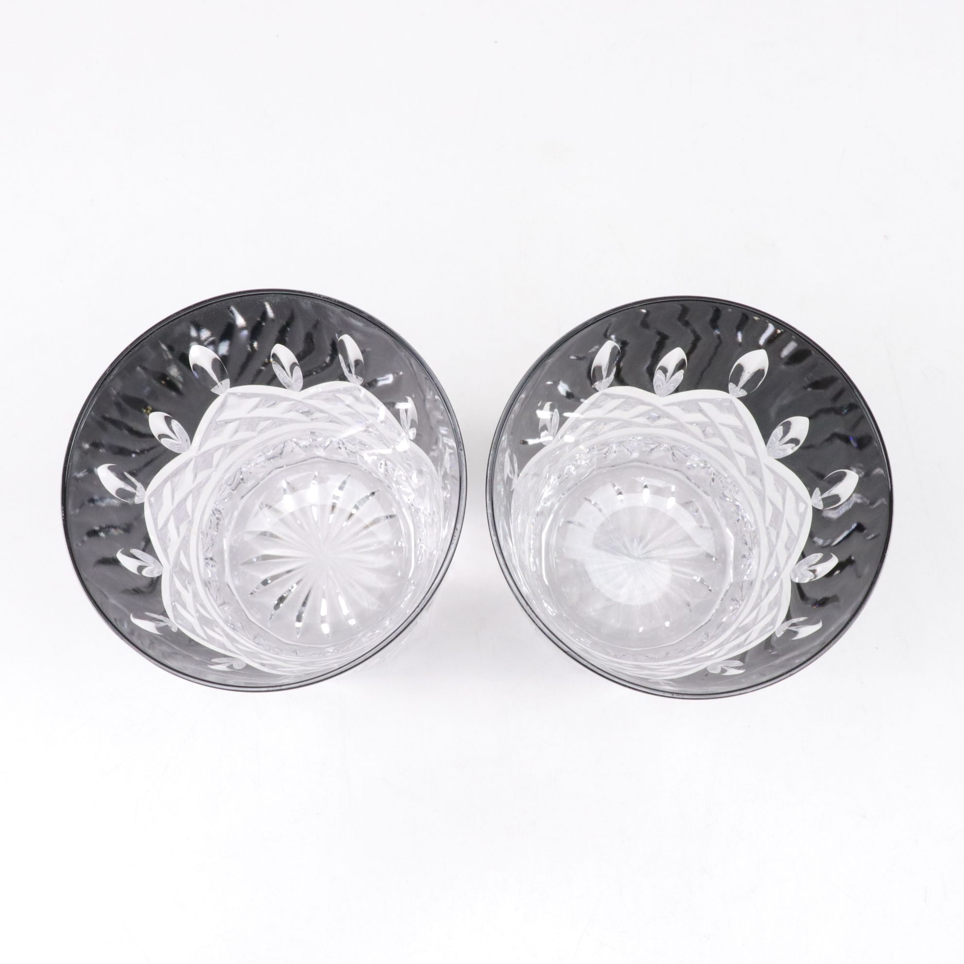 Waterford "Lismore" Black Square Decanter and Double Old Fashioned Glasses