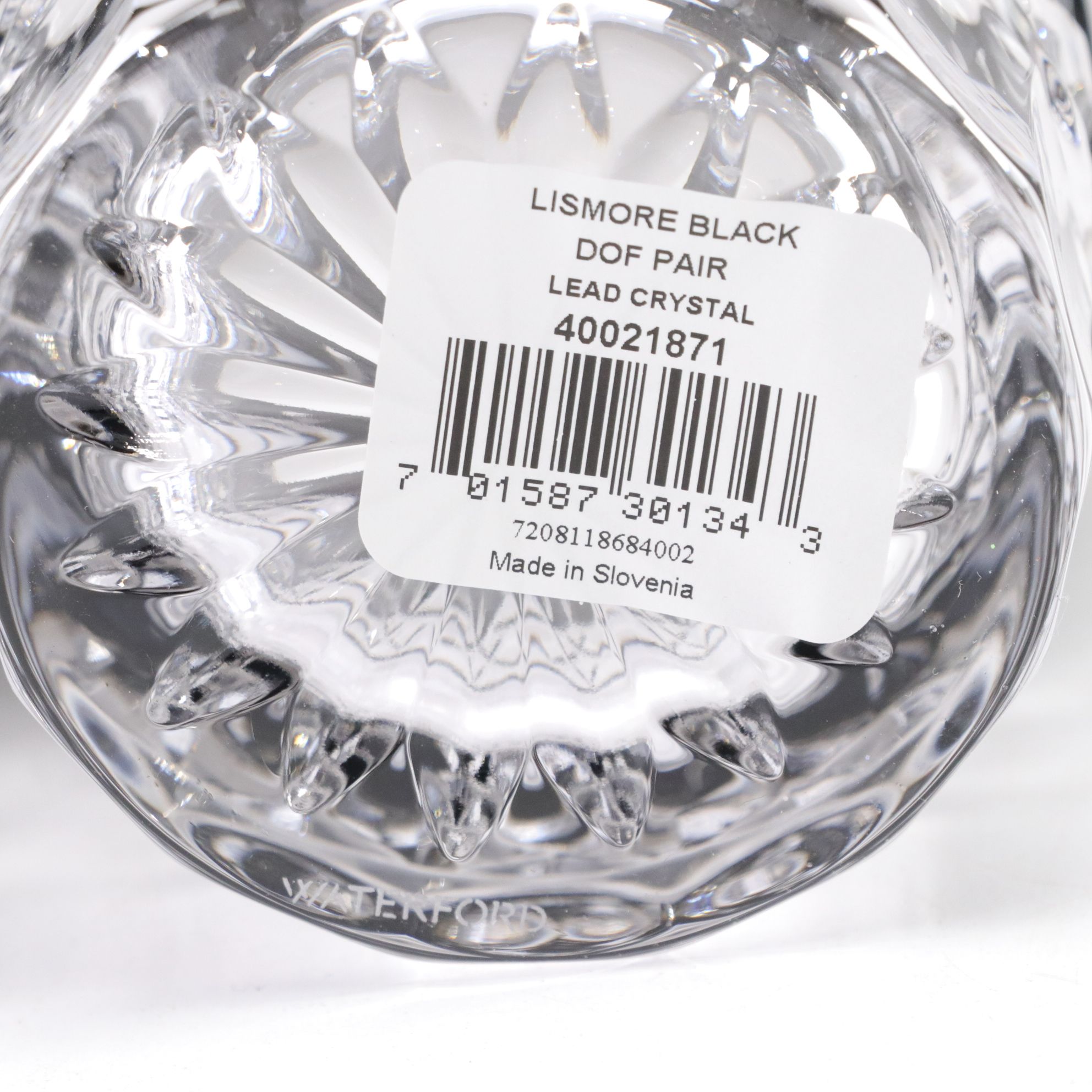 Waterford "Lismore" Black Square Decanter and Double Old Fashioned Glasses