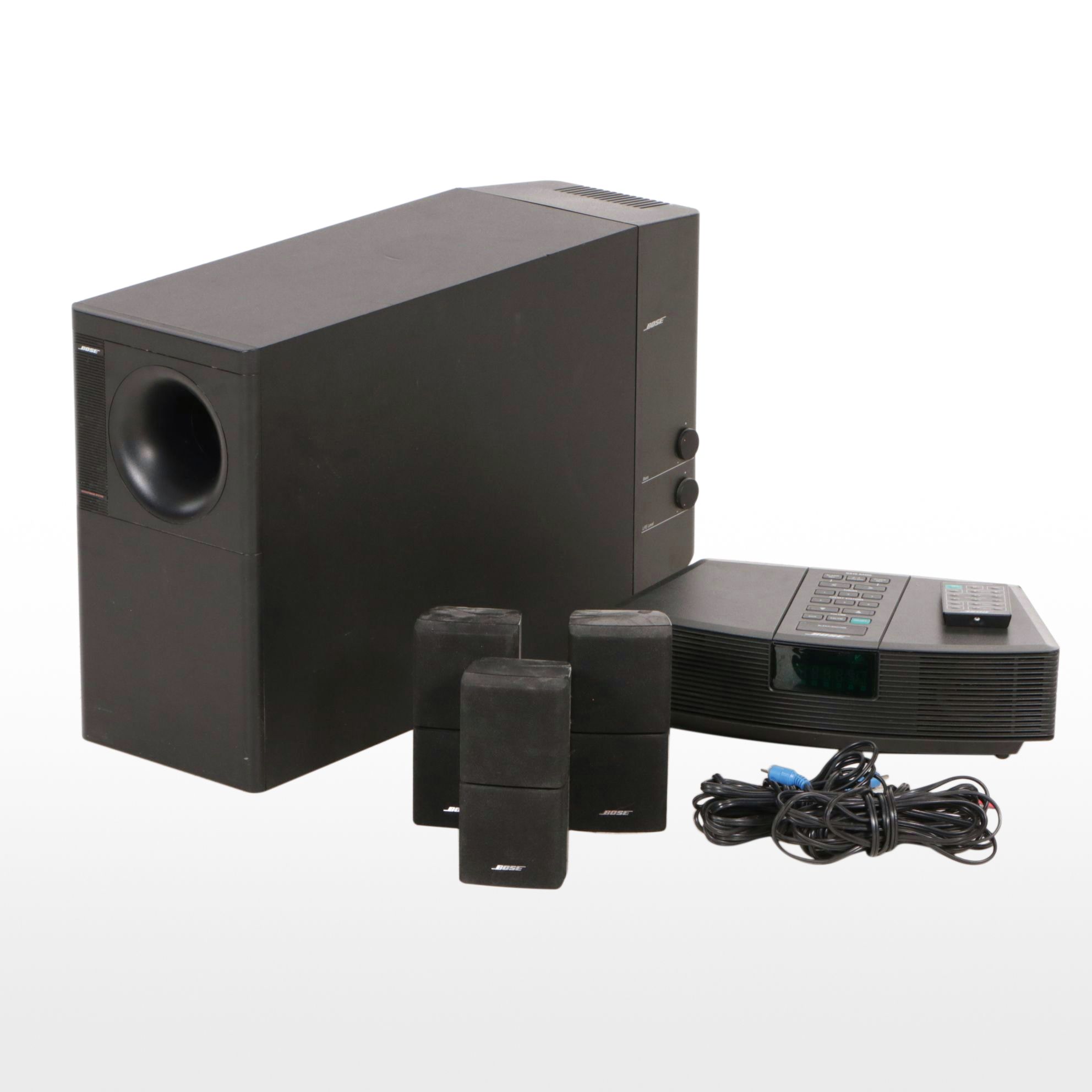 Bose Acoustimass 15 Home Theater Speaker System with Bose Wave Radio Alarm Clock