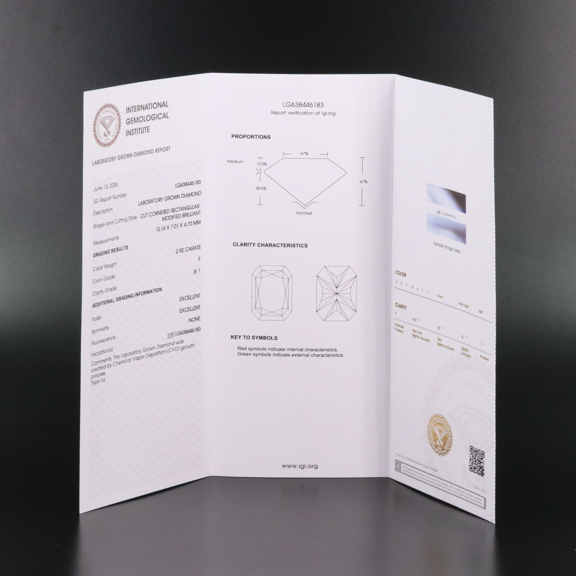 Loose 2.92 CT Lab Grown Diamond with IGI Report