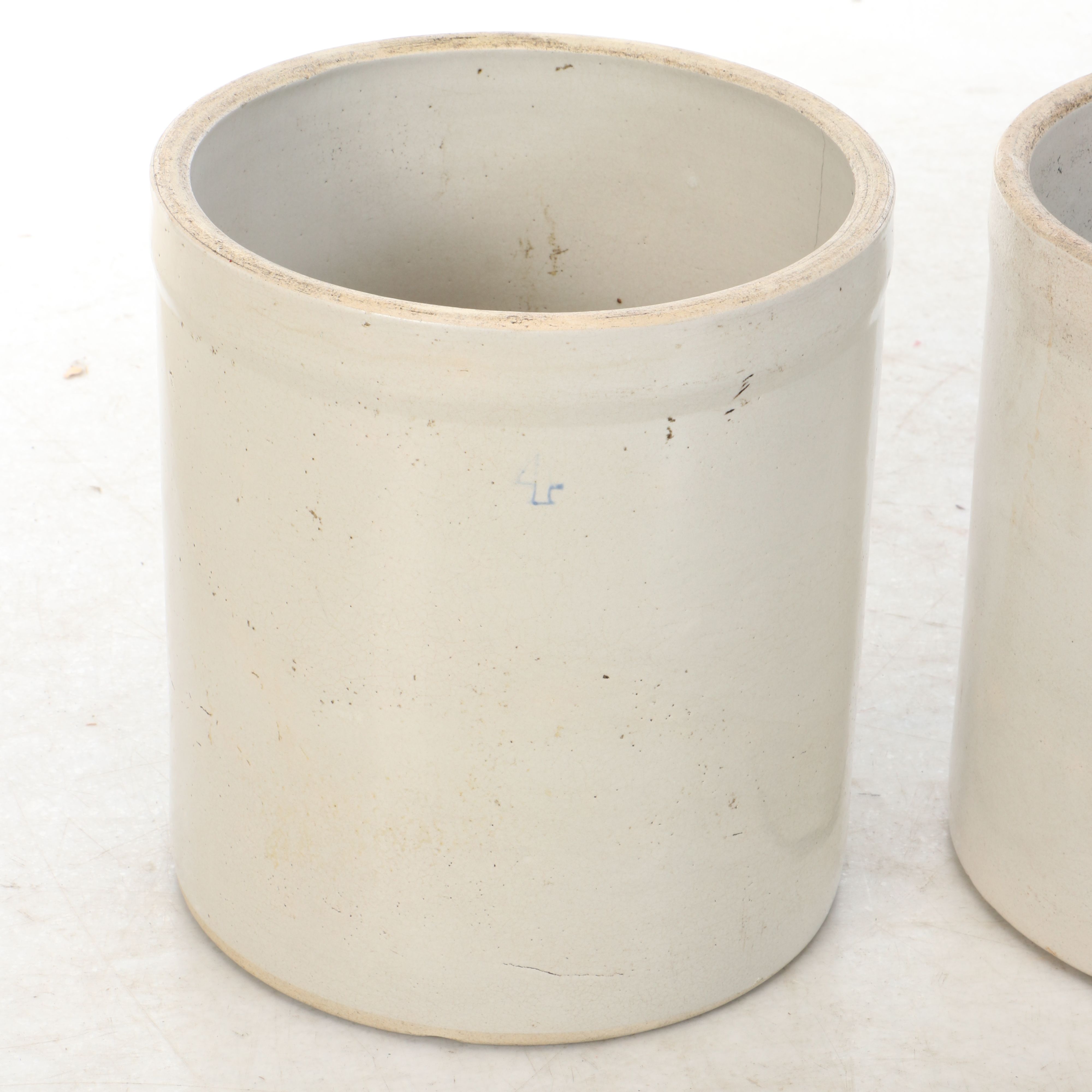 Pair of Large Stoneware Crocks