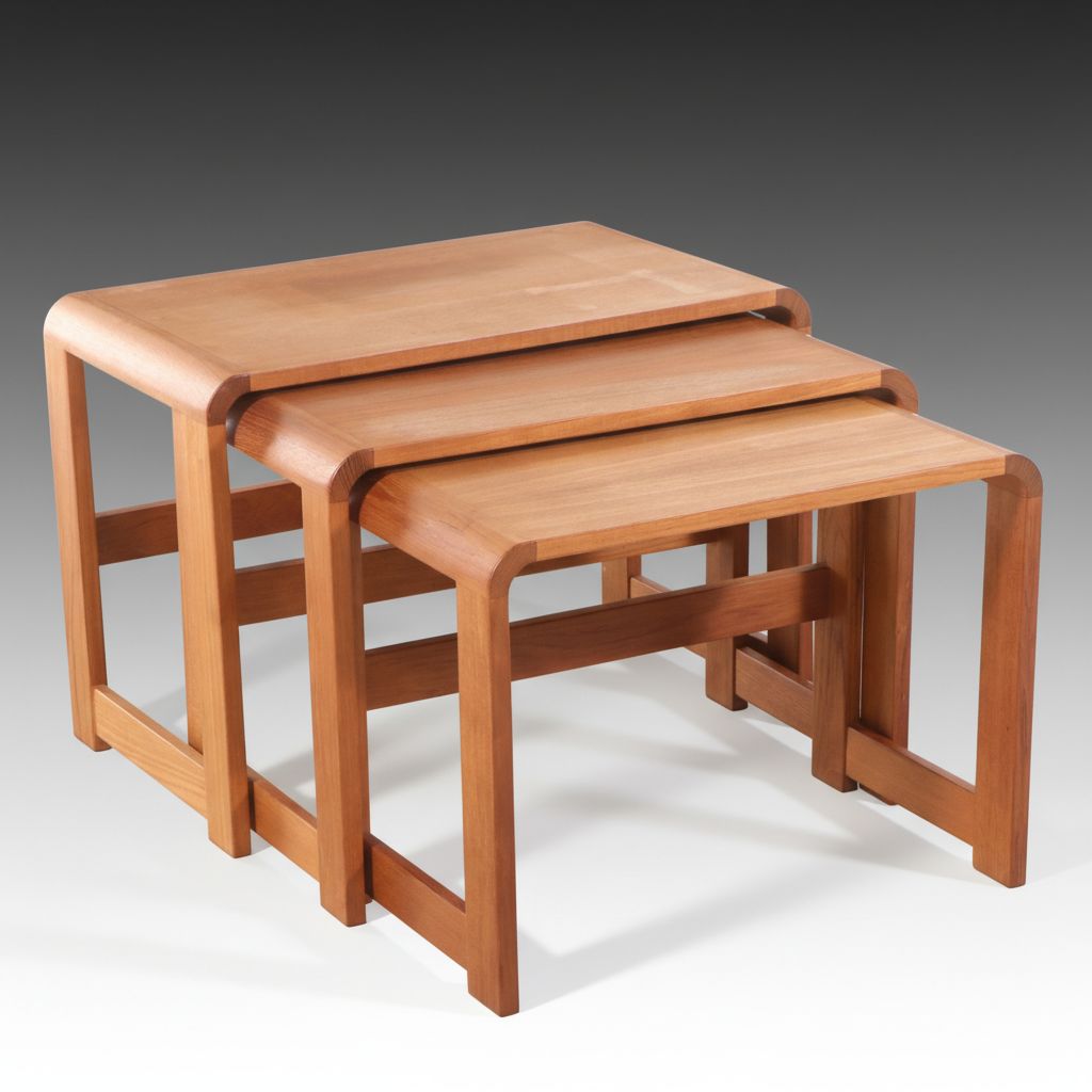 Danish Modern Style Teak Nesting Tables, Mid to Late 20th Century