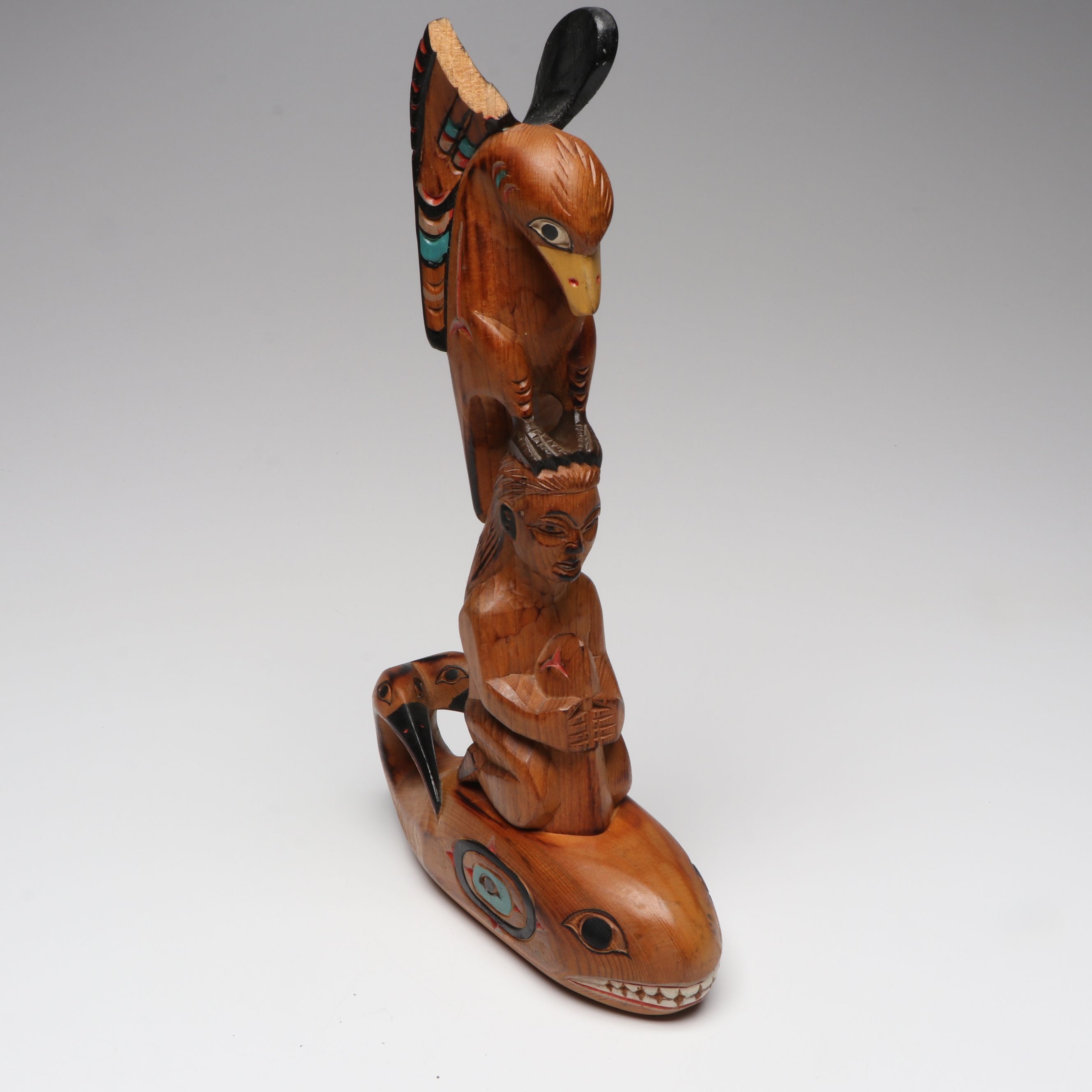 Pat Moore "Whale Song" Alaskan Carved Wood Totem and More