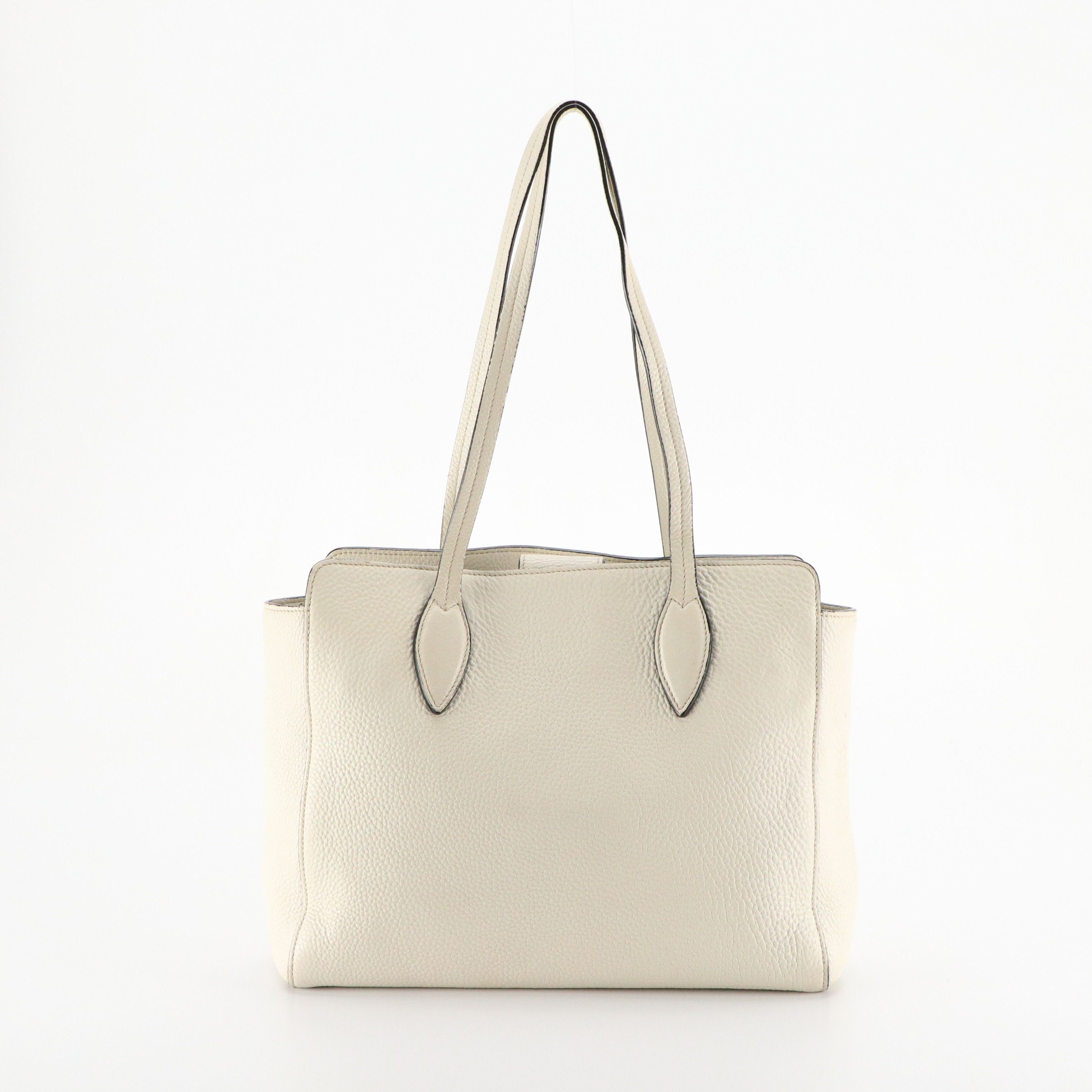 Prada Shoulder Tote in Ivory Vitello Daino Leather