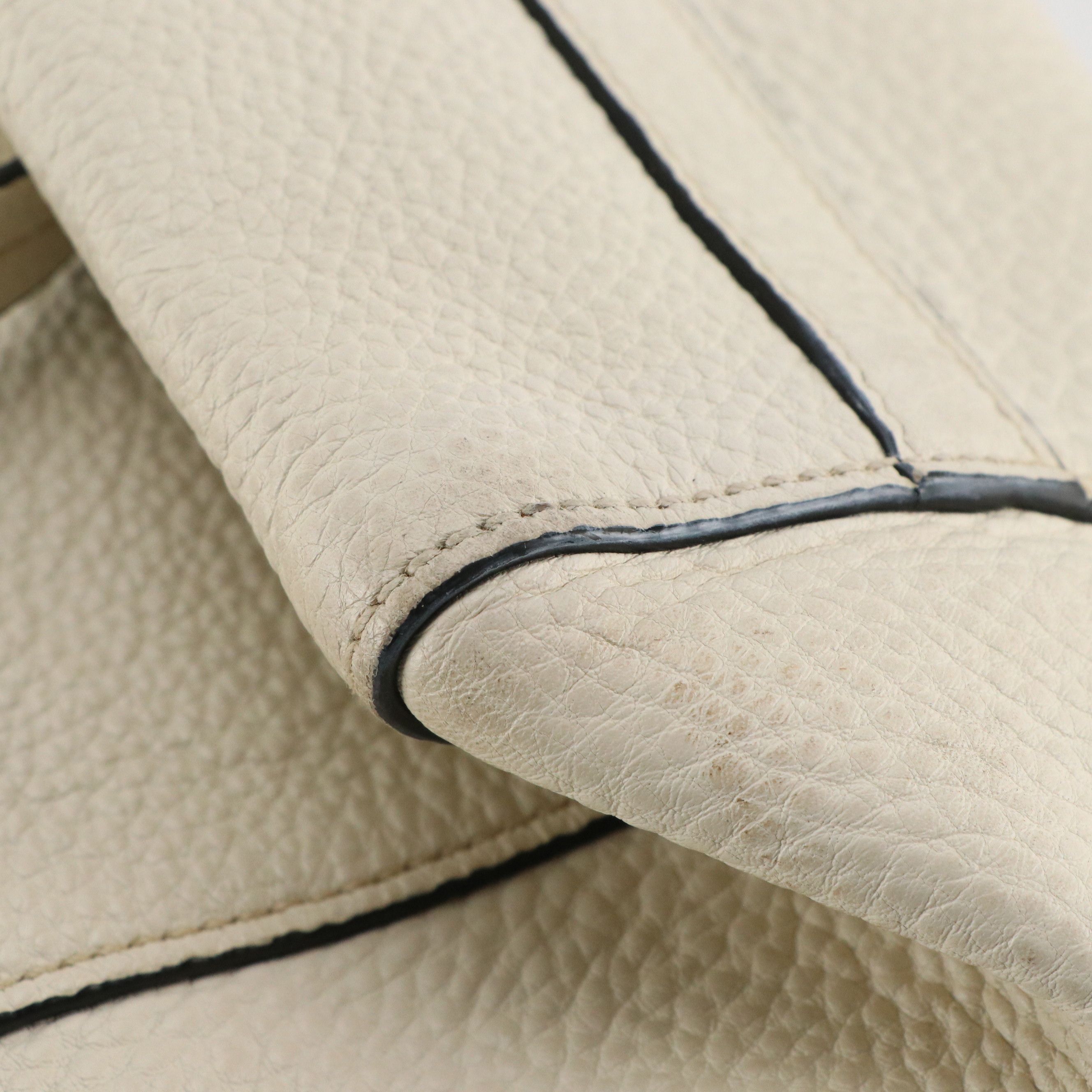 Prada Shoulder Tote in Ivory Vitello Daino Leather