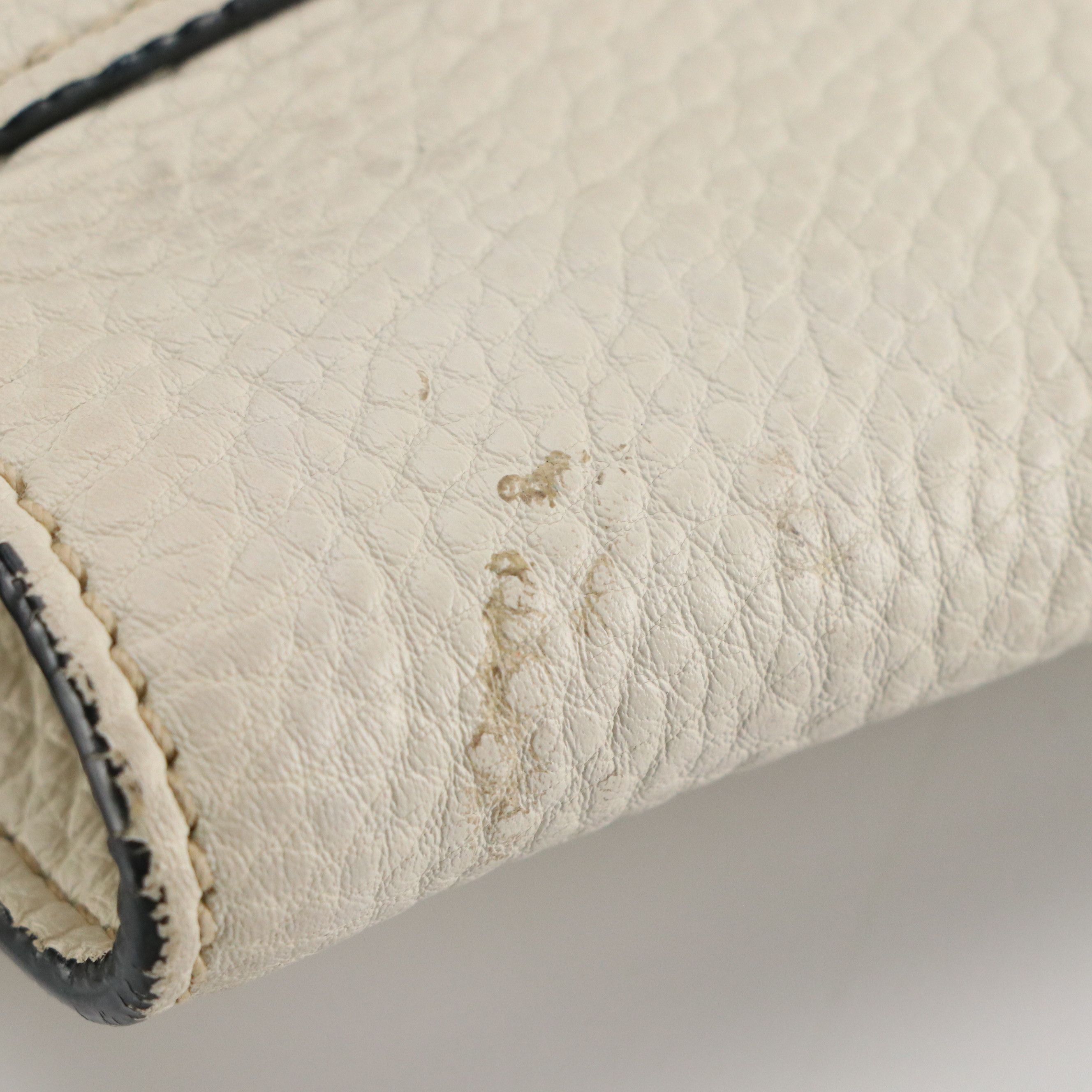 Prada Shoulder Tote in Ivory Vitello Daino Leather