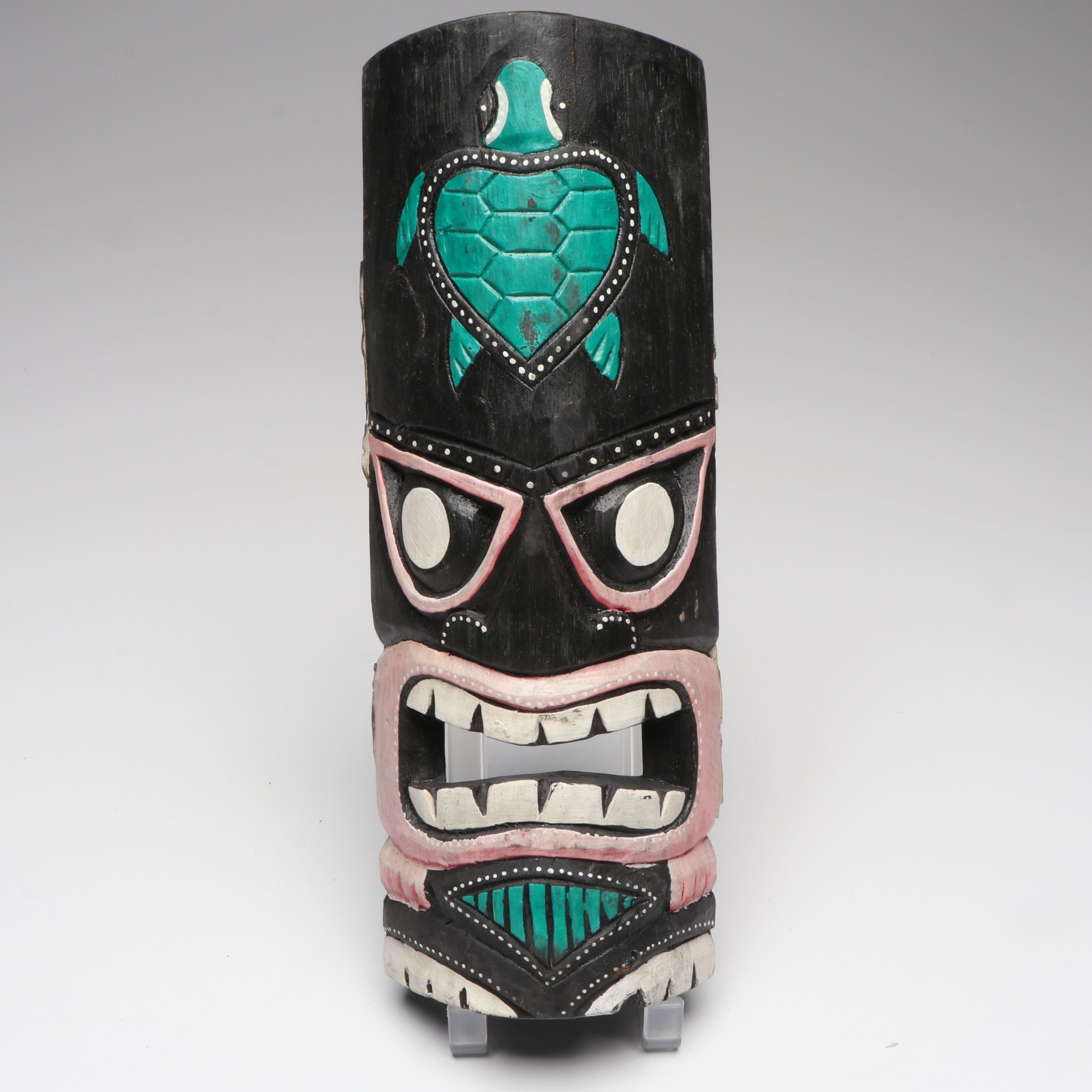 Hawaiian Style Polychrome Carved Wood Decorative Tiki Masks