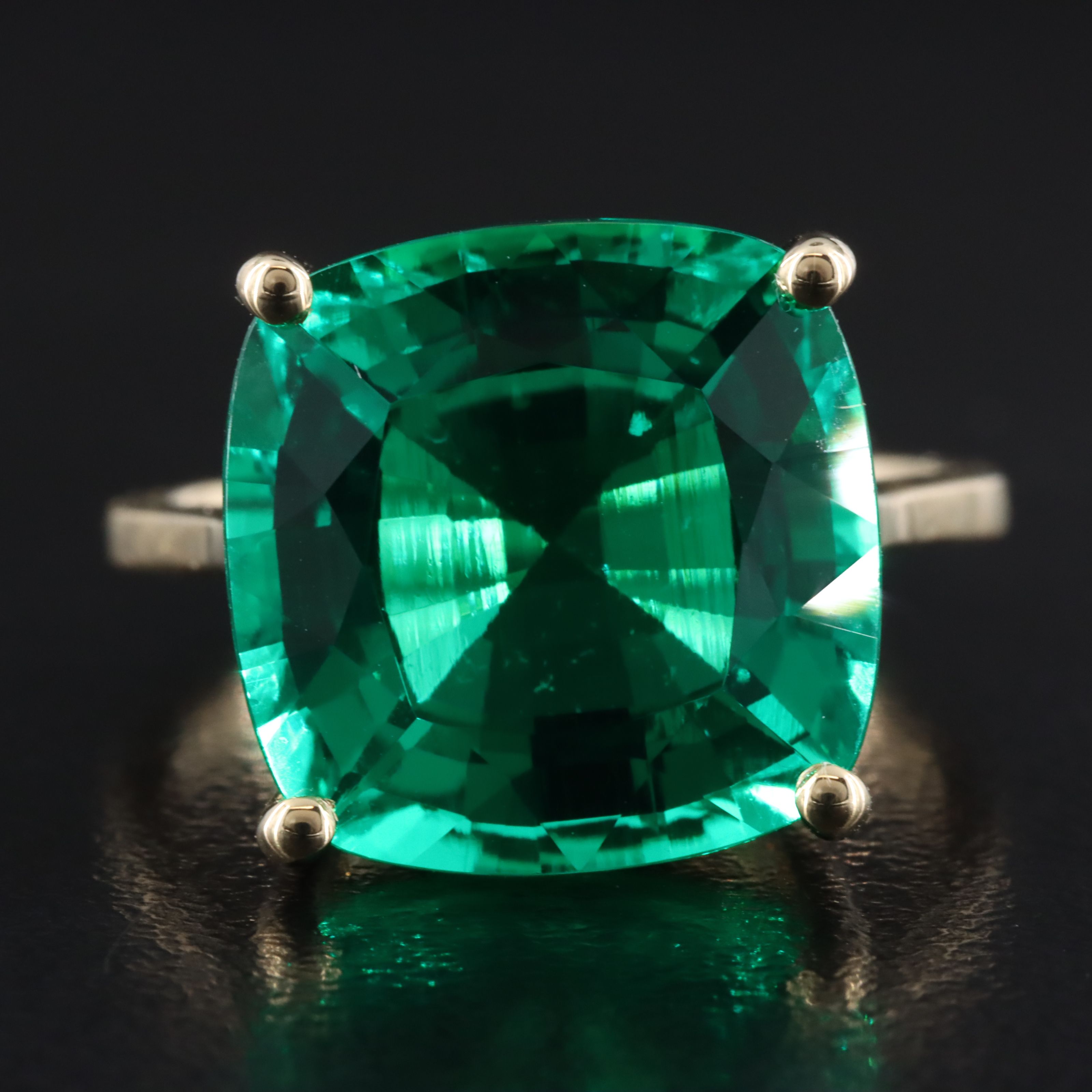 14K 9.26 CT Lab Grown Emerald Solitaire Ring