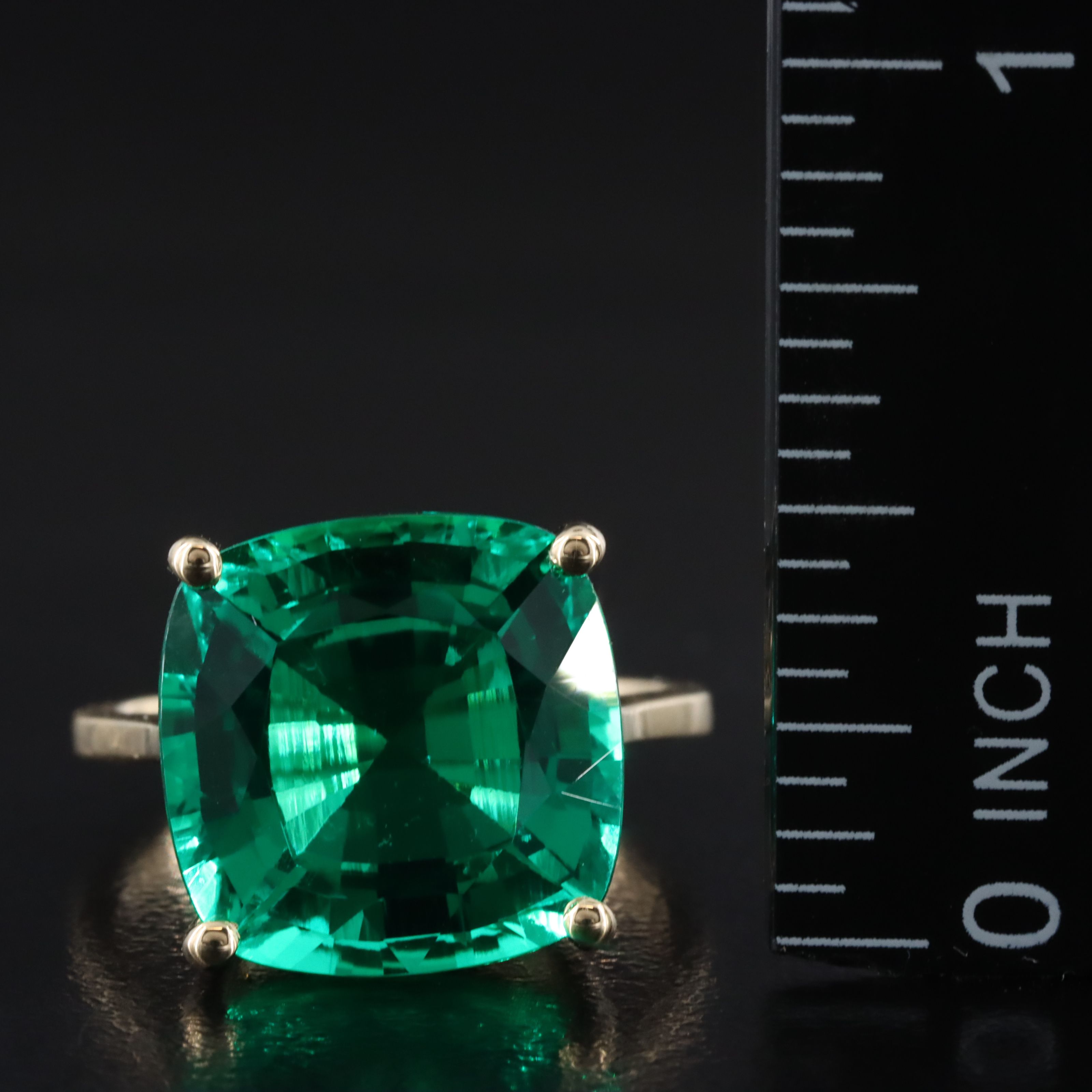 14K 9.26 CT Lab Grown Emerald Solitaire Ring