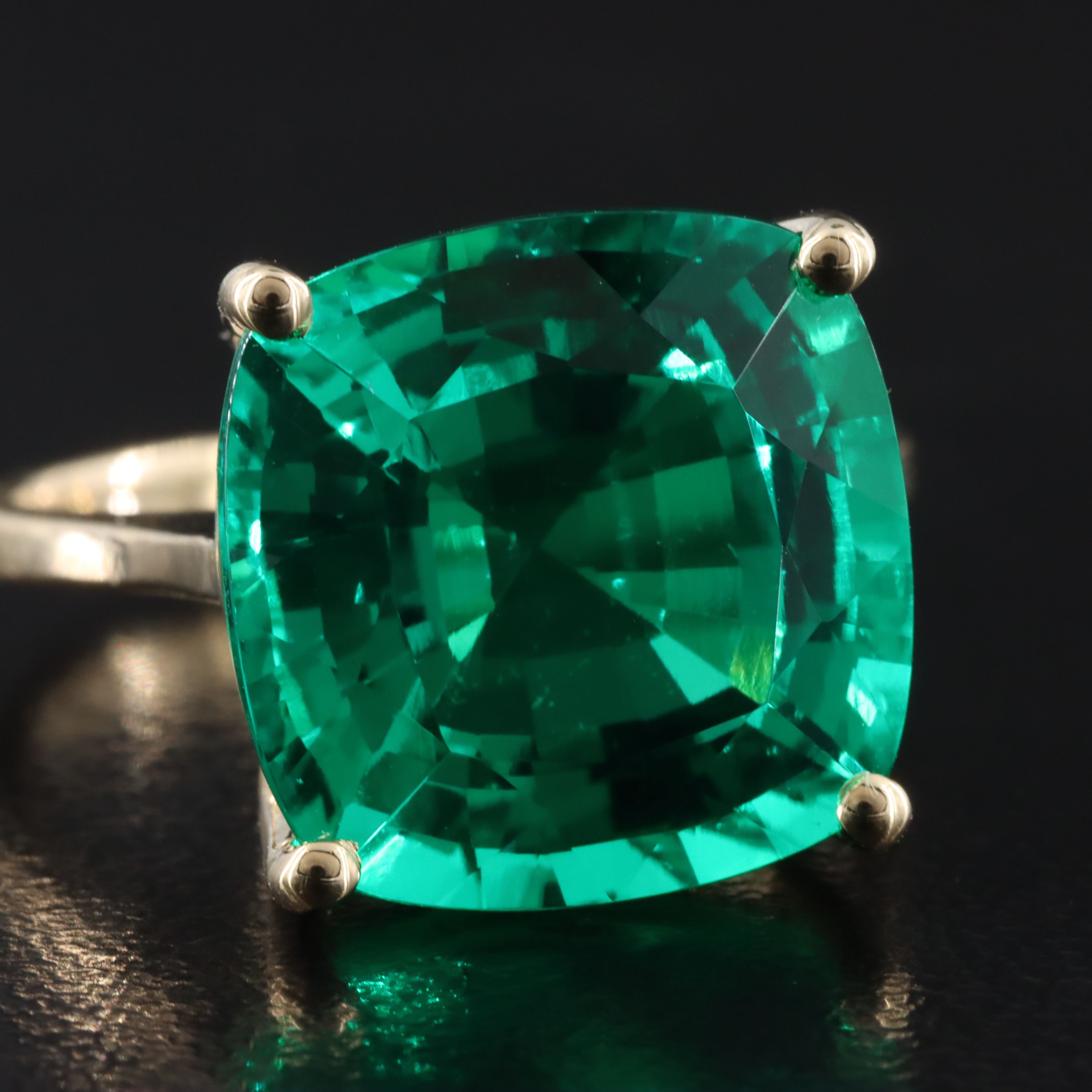 14K 9.26 CT Lab Grown Emerald Solitaire Ring