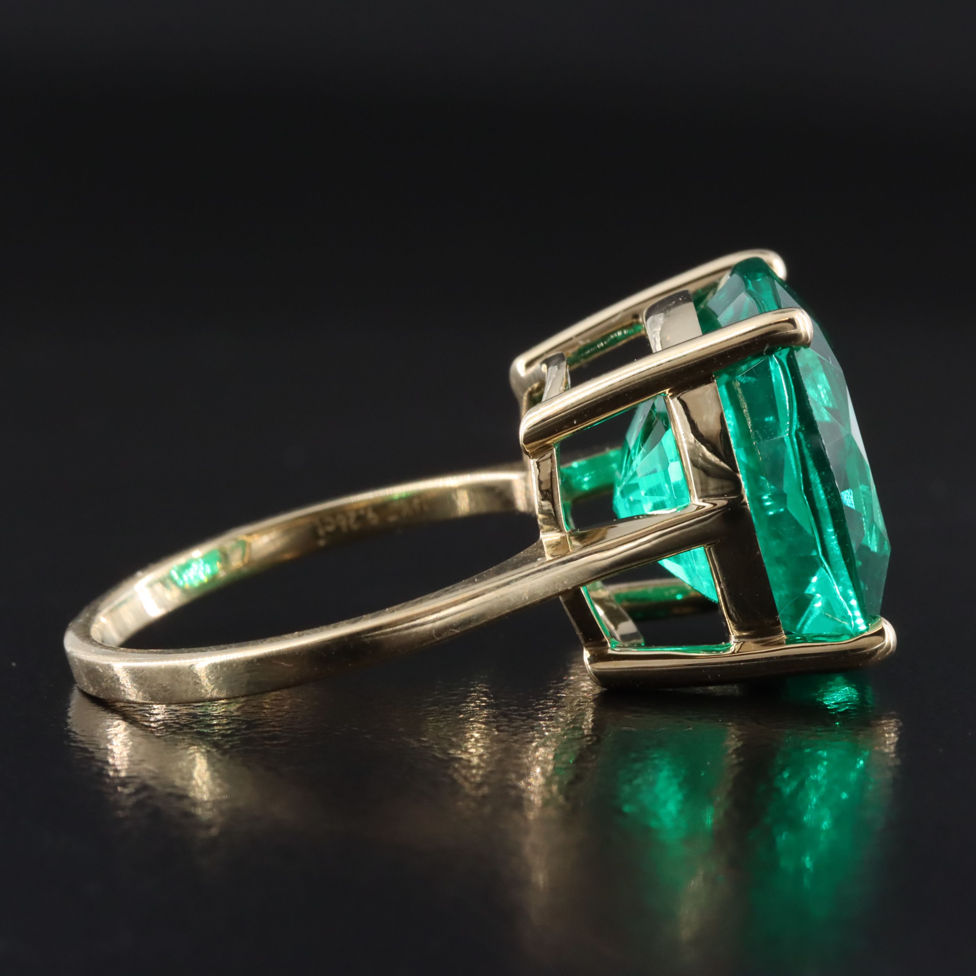 14K 9.26 CT Lab Grown Emerald Solitaire Ring