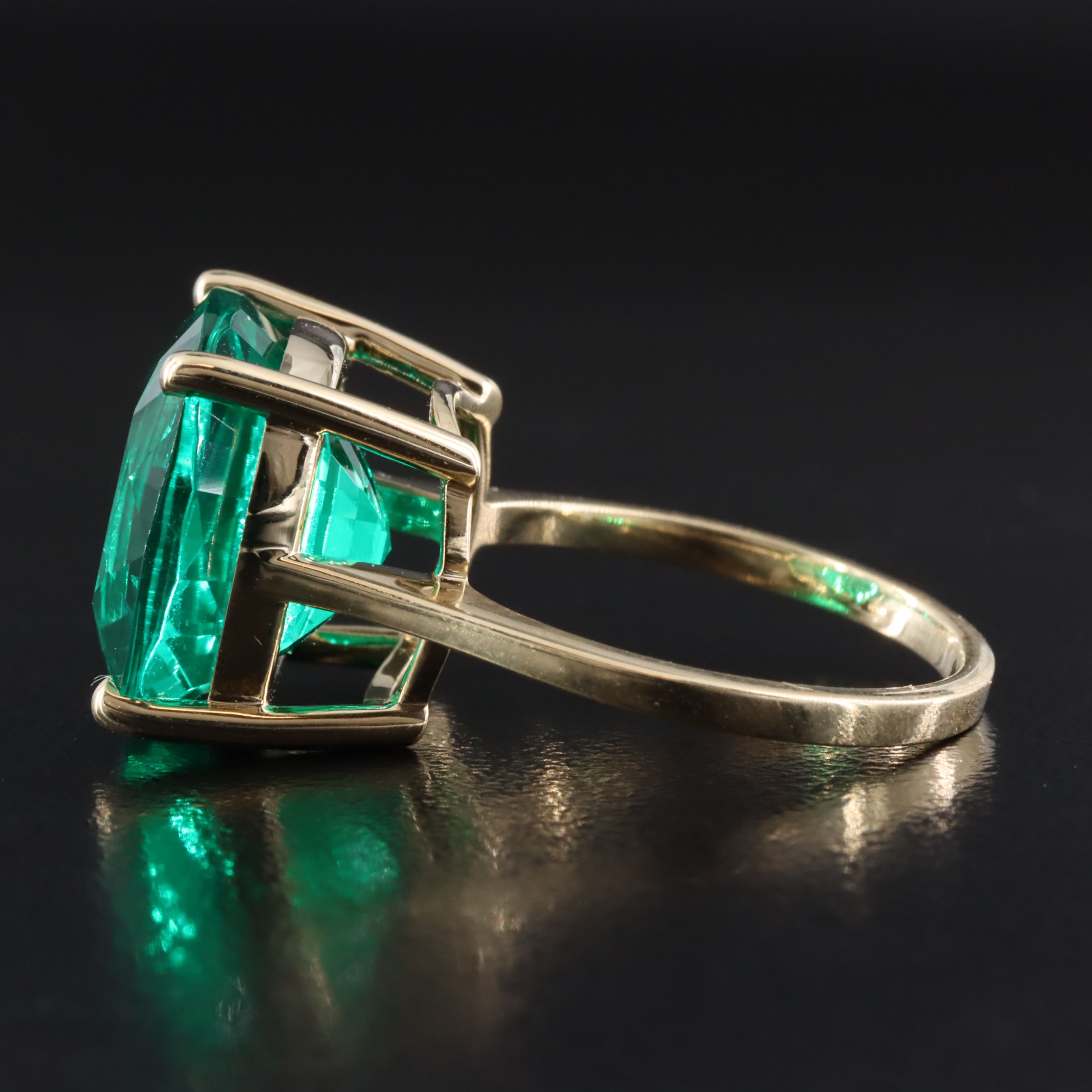 14K 9.26 CT Lab Grown Emerald Solitaire Ring