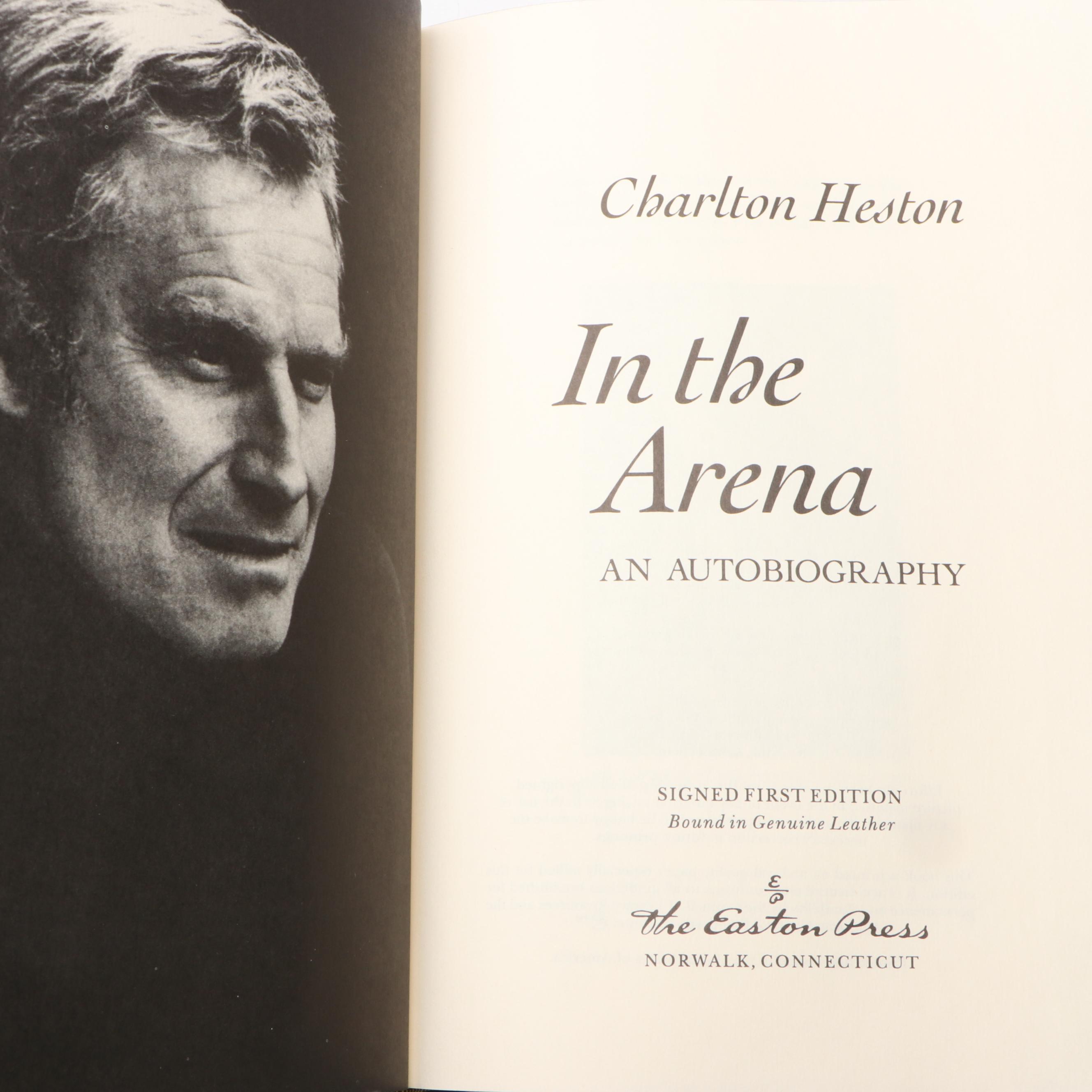 Signed First Edition "In the Arena" by Charlton Heston and More