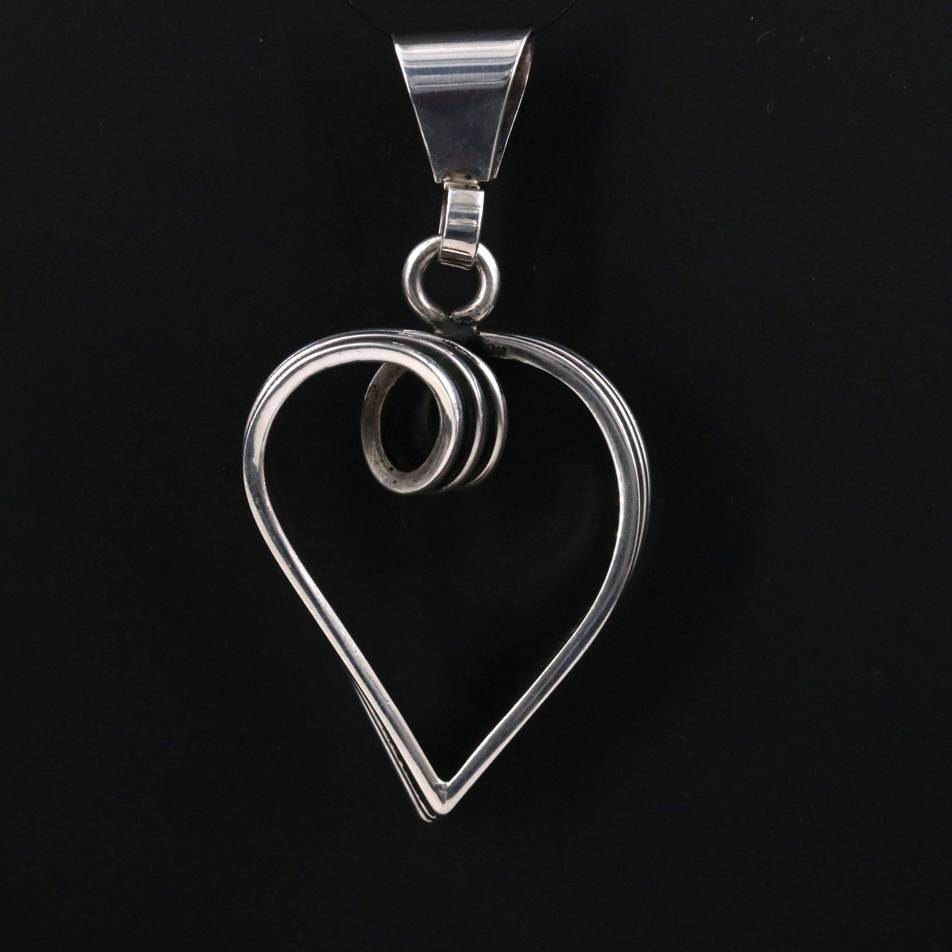 Tom Hawk Navajo Diné Sterling Heart Pendant