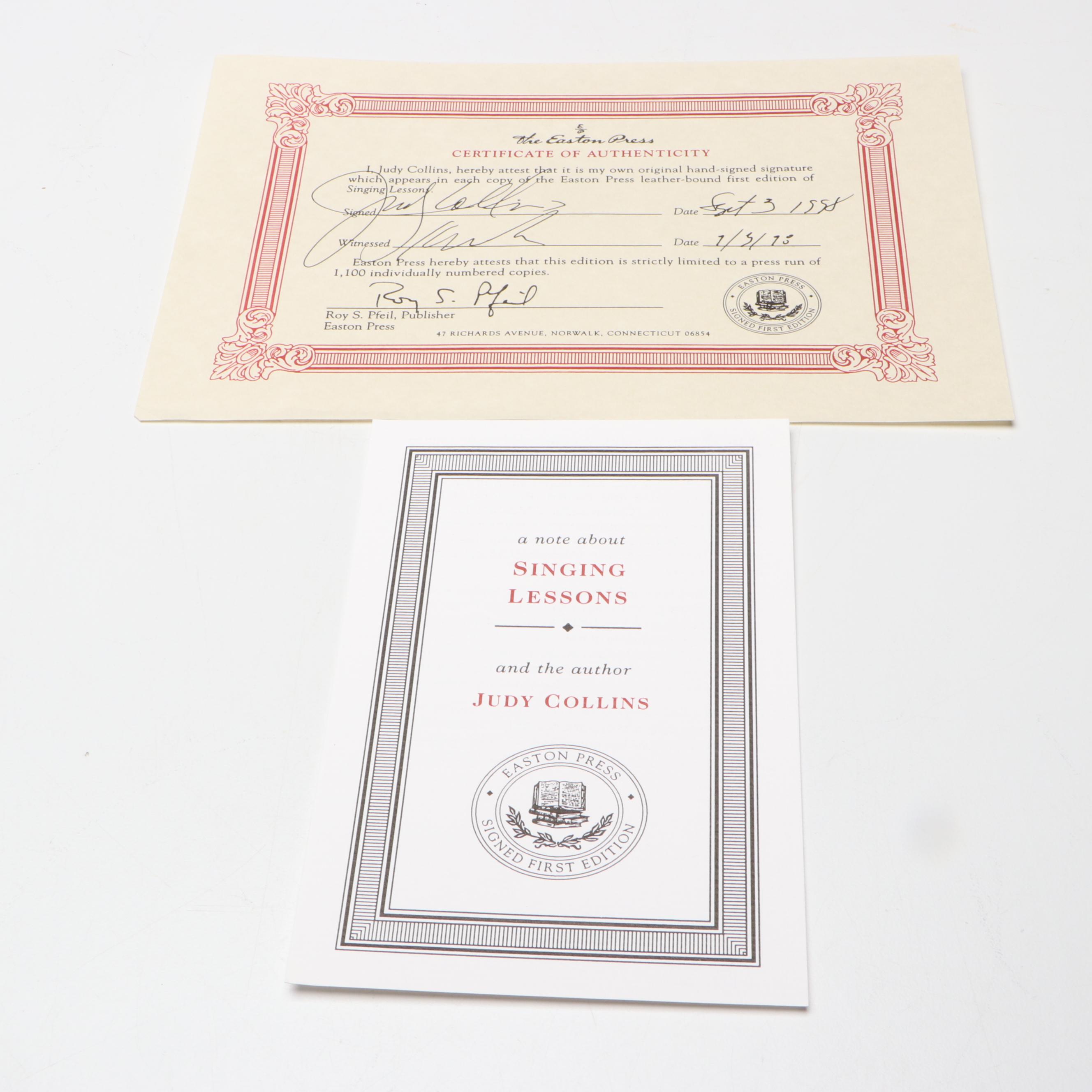 Signed First Edition "Singing Lessons" by Judy Collins and More
