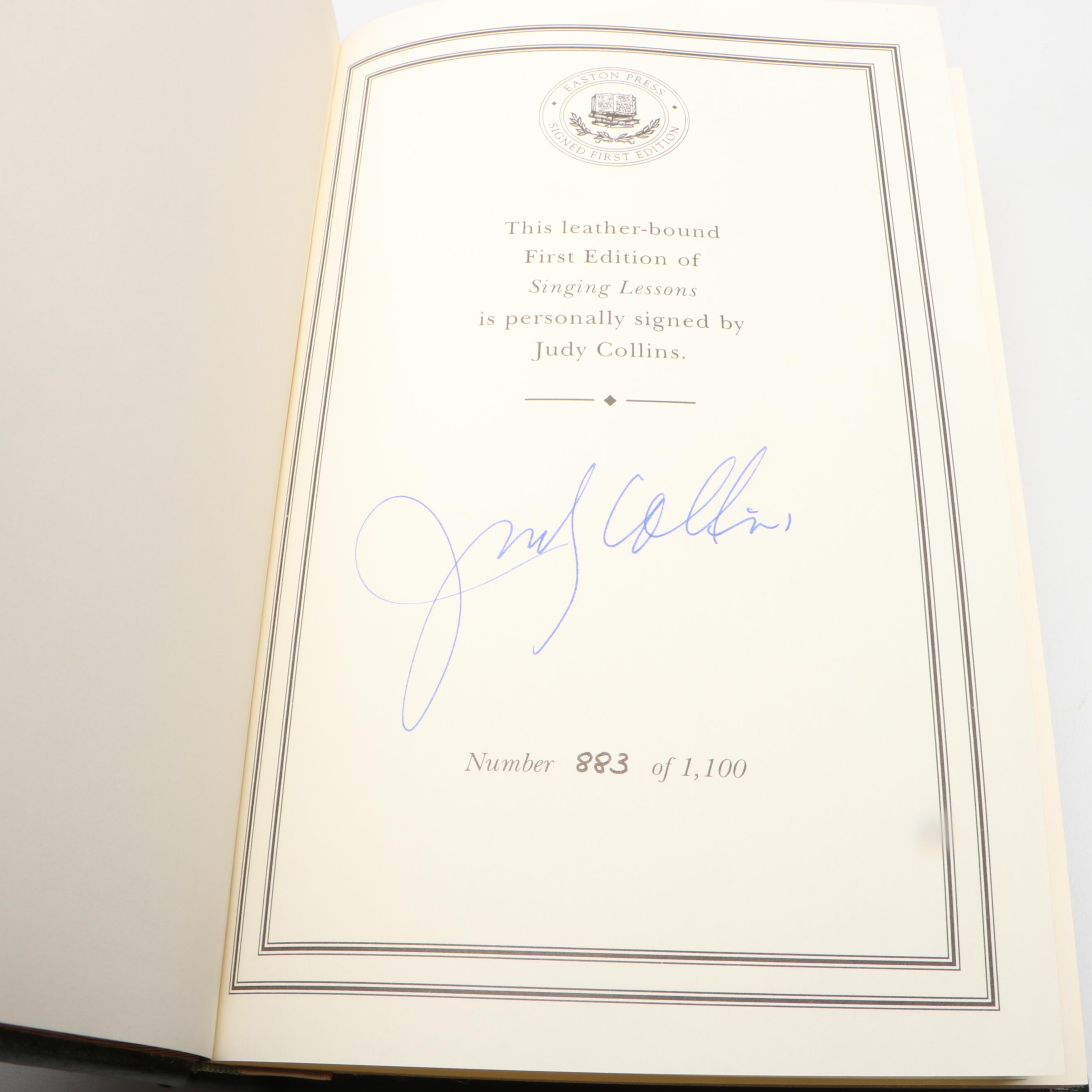 Signed First Edition "Singing Lessons" by Judy Collins and More