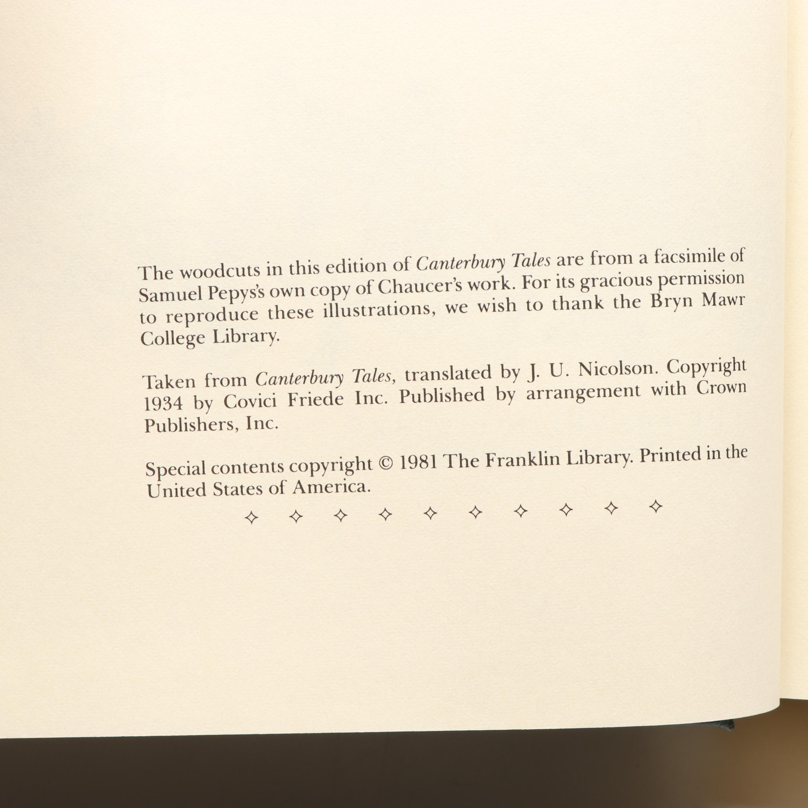 Franklin Library "Canterbury Tales" by Geoffrey Chaucer and More Classics