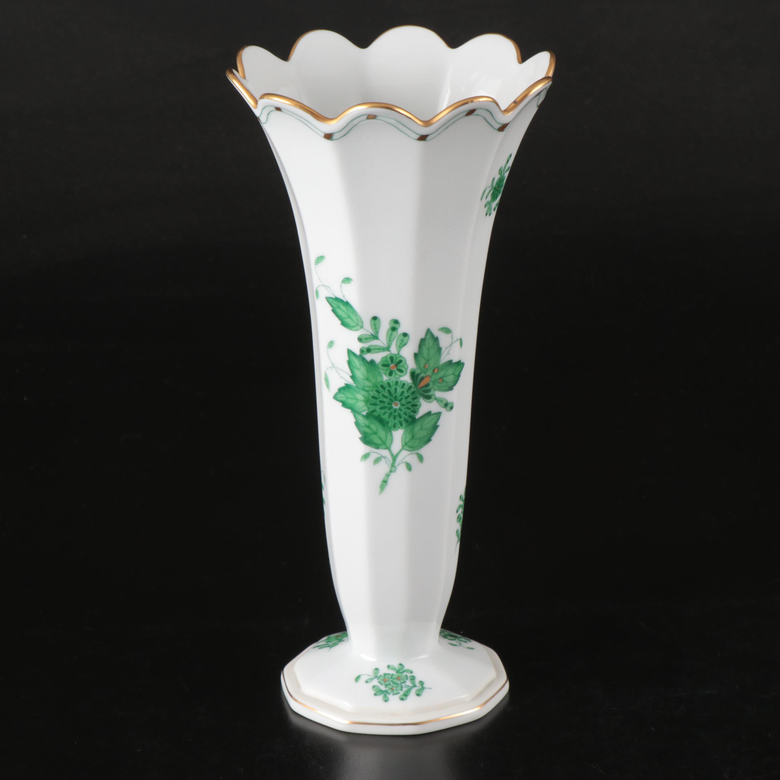 Herend Green "Chinese Bouquet" Porcelain Bud Vase