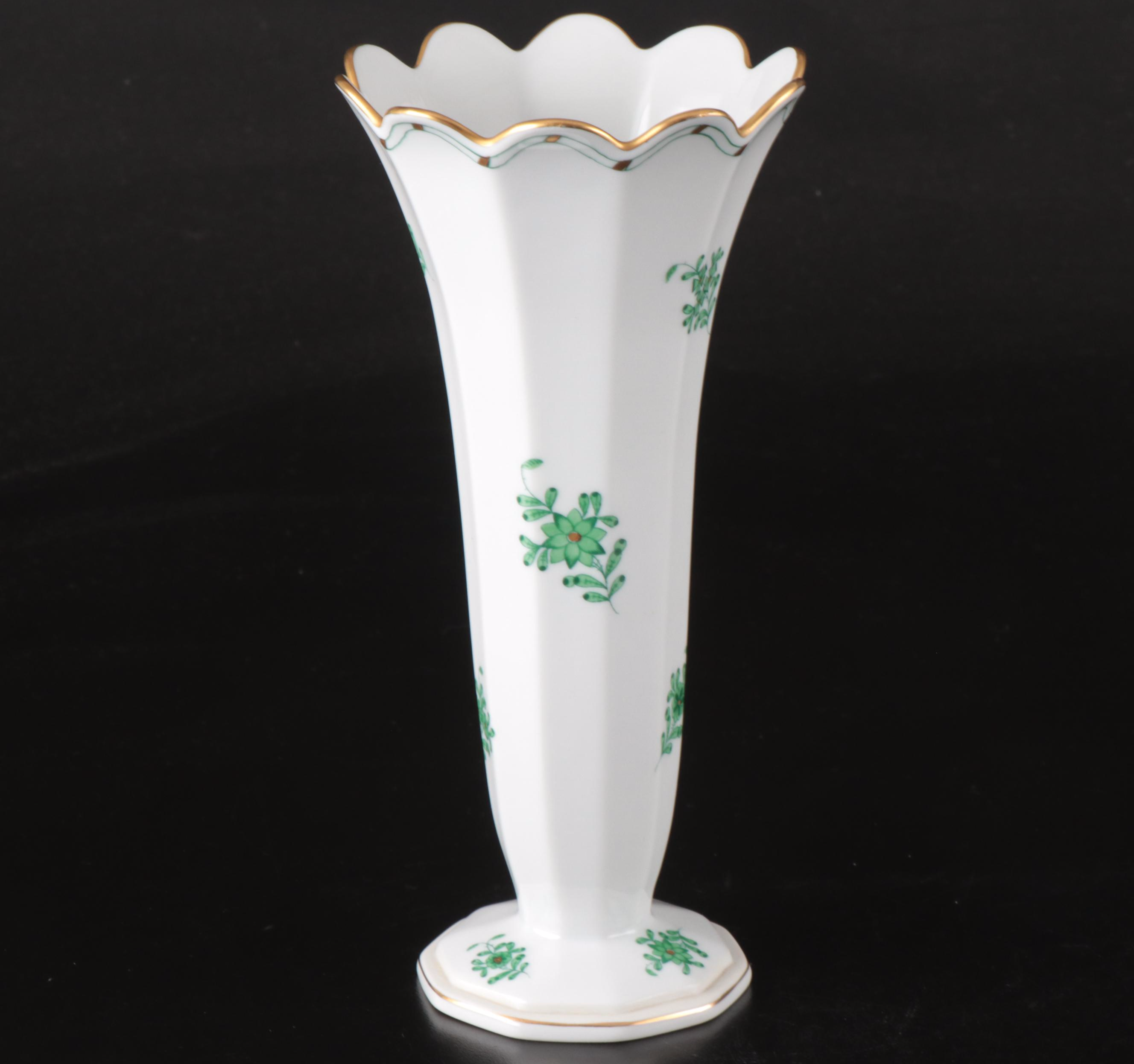 Herend Green "Chinese Bouquet" Porcelain Bud Vase