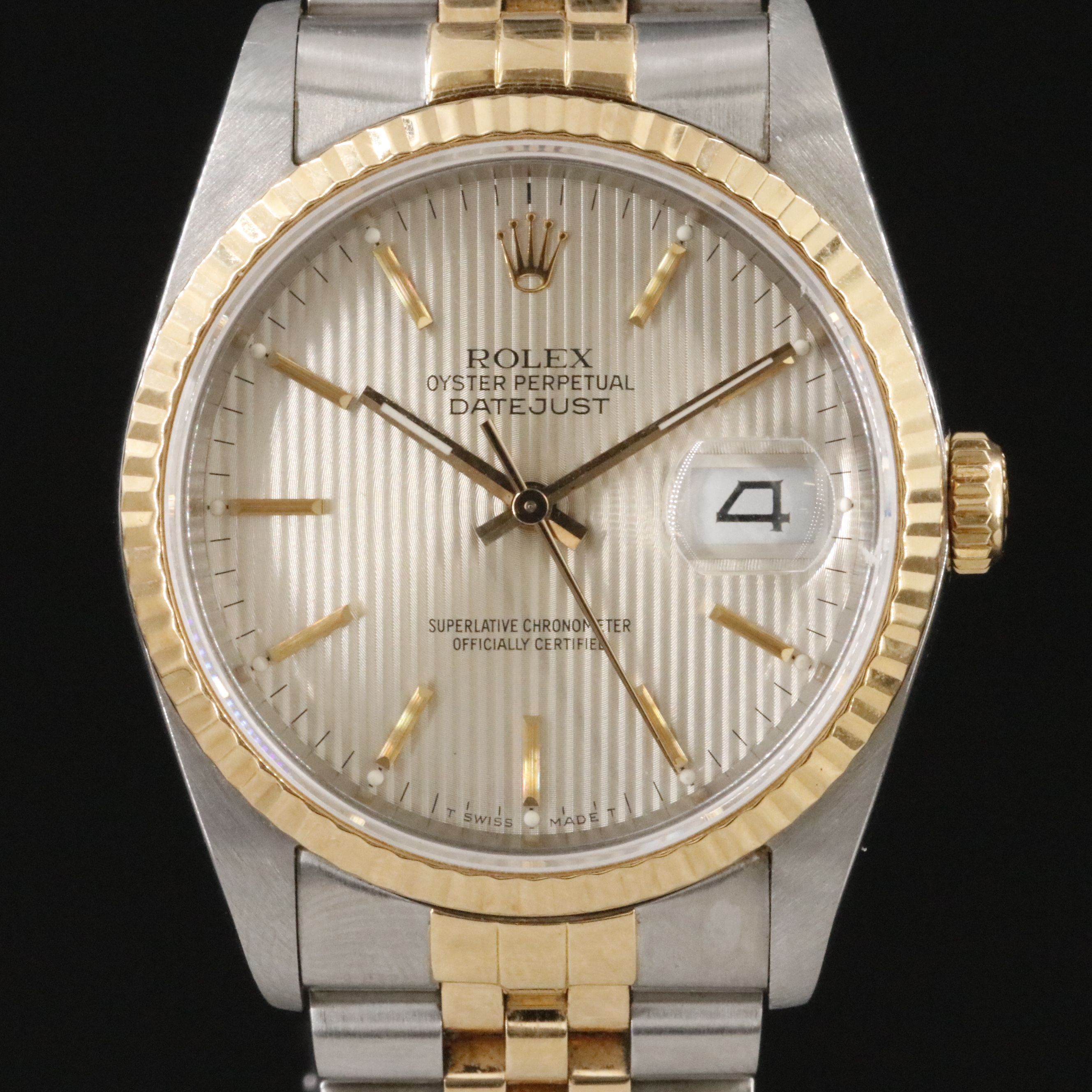 1988 Rolex Tapestry Dial Two Tone Datejust Watch