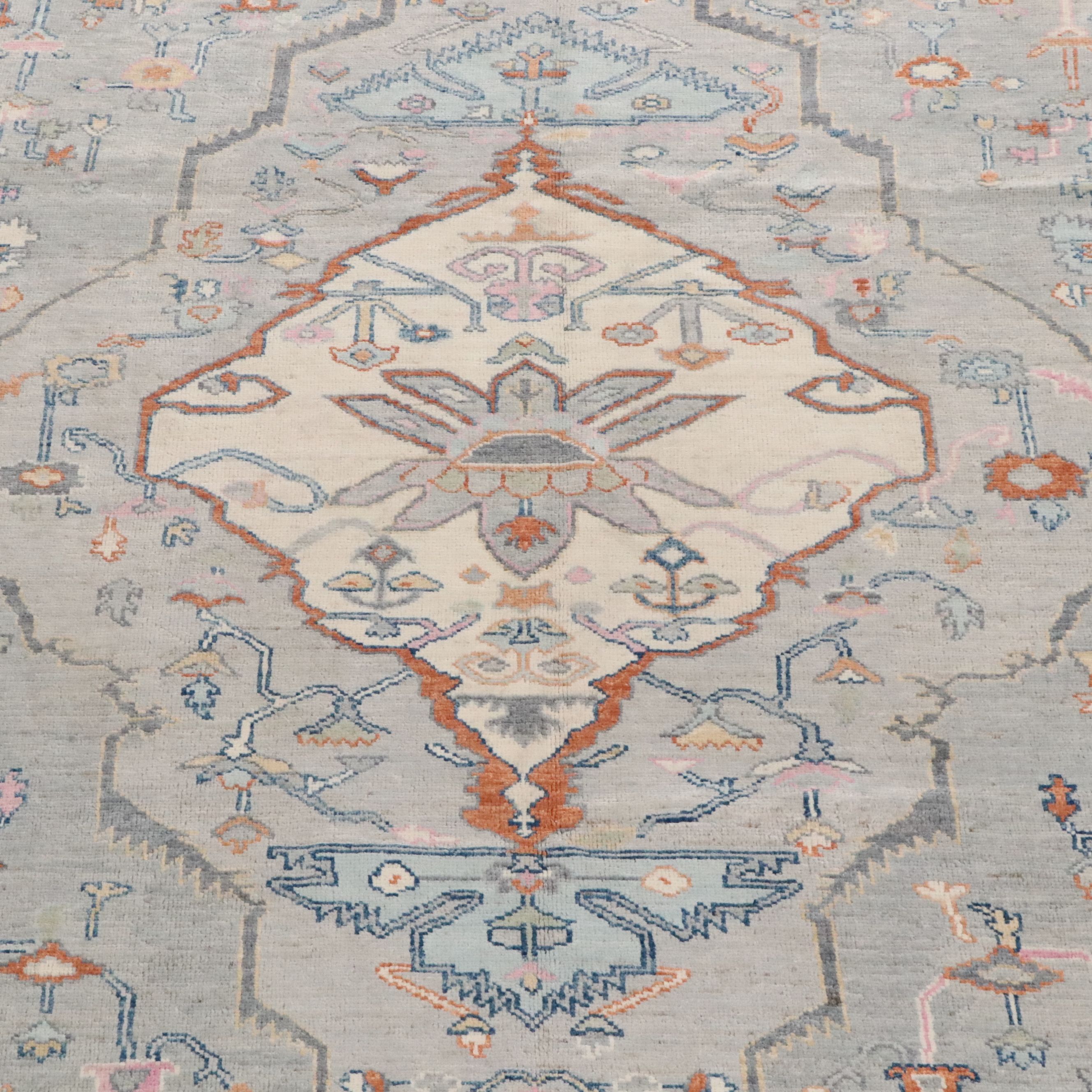 9' x 11'9 Hand-Knotted Turkish Oushak Area Rug