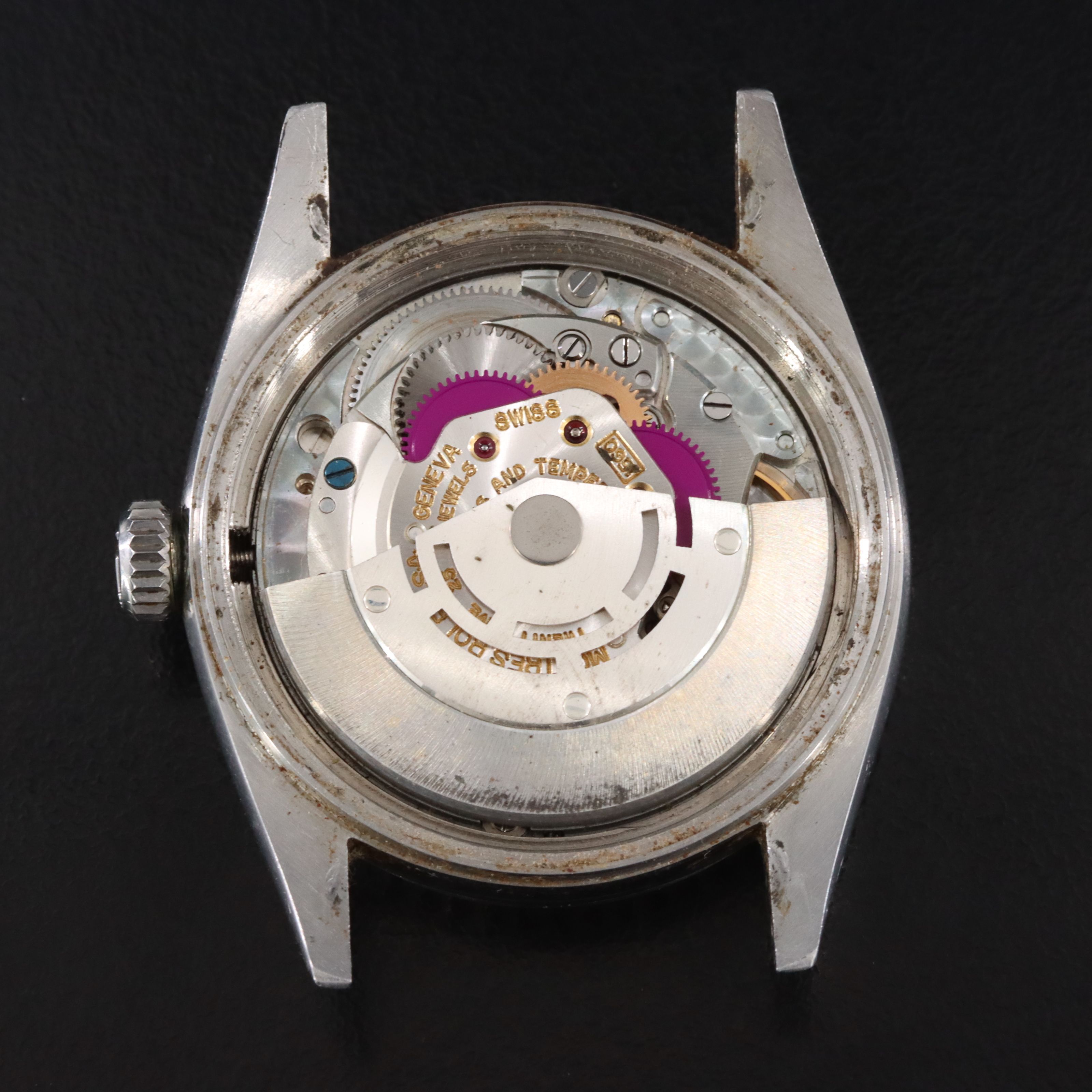 1961 Rolex Oyster Perpetual Engine Turned Bezel Stainless Steel Datejust Watch