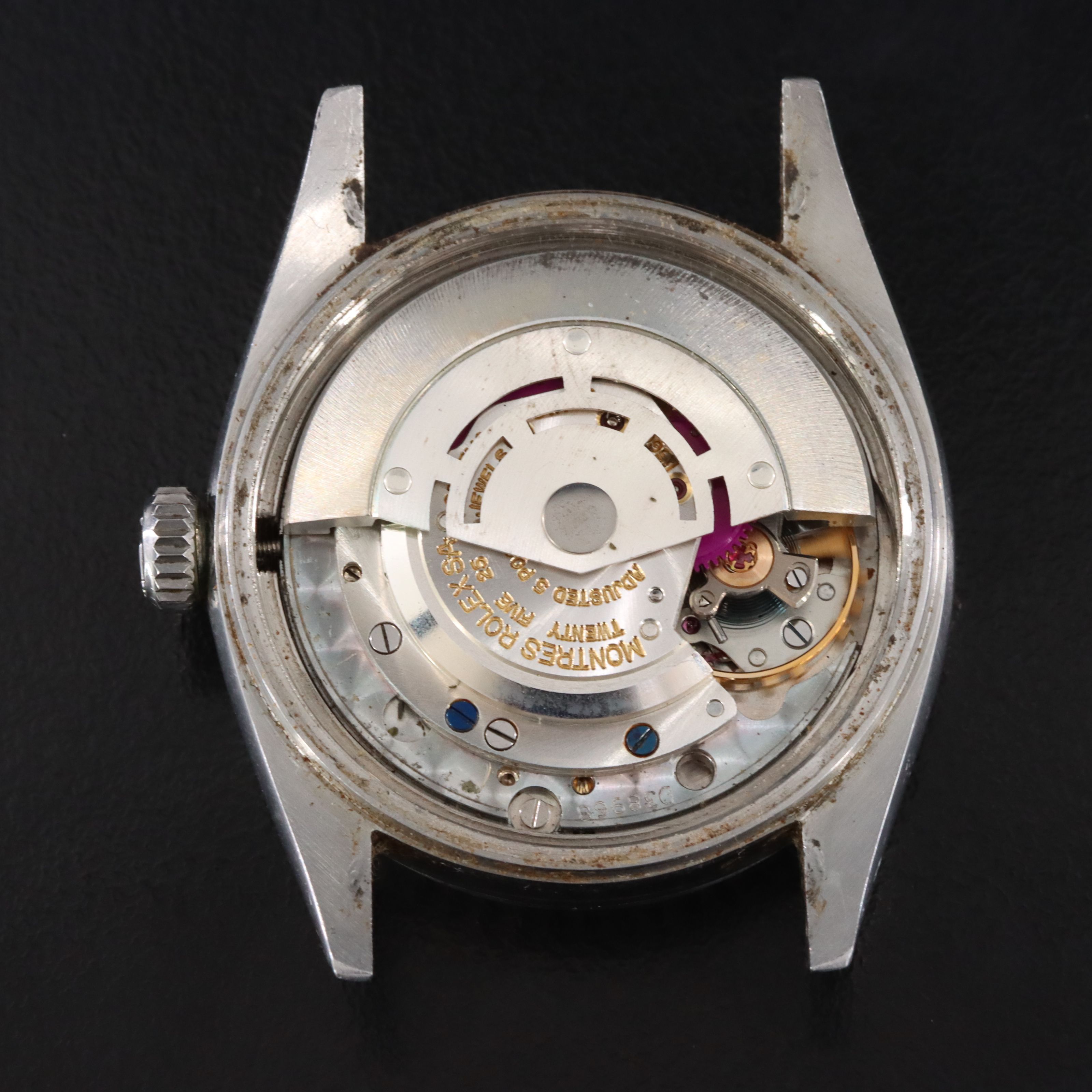 1961 Rolex Oyster Perpetual Engine Turned Bezel Stainless Steel Datejust Watch