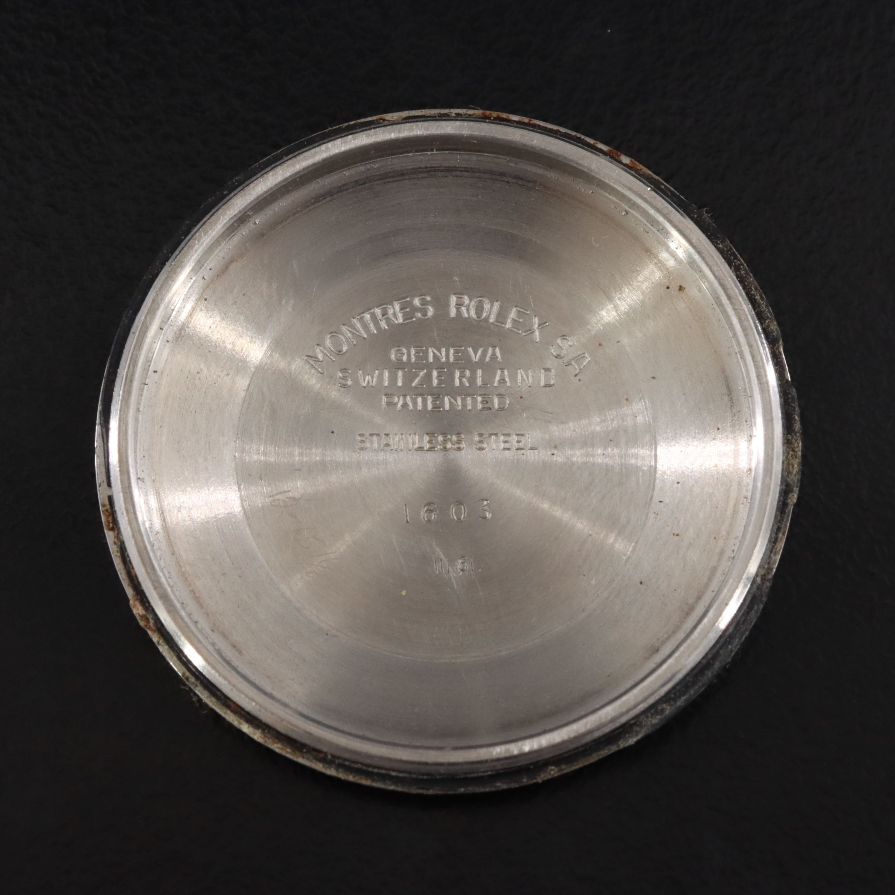 1961 Rolex Oyster Perpetual Engine Turned Bezel Stainless Steel Datejust Watch