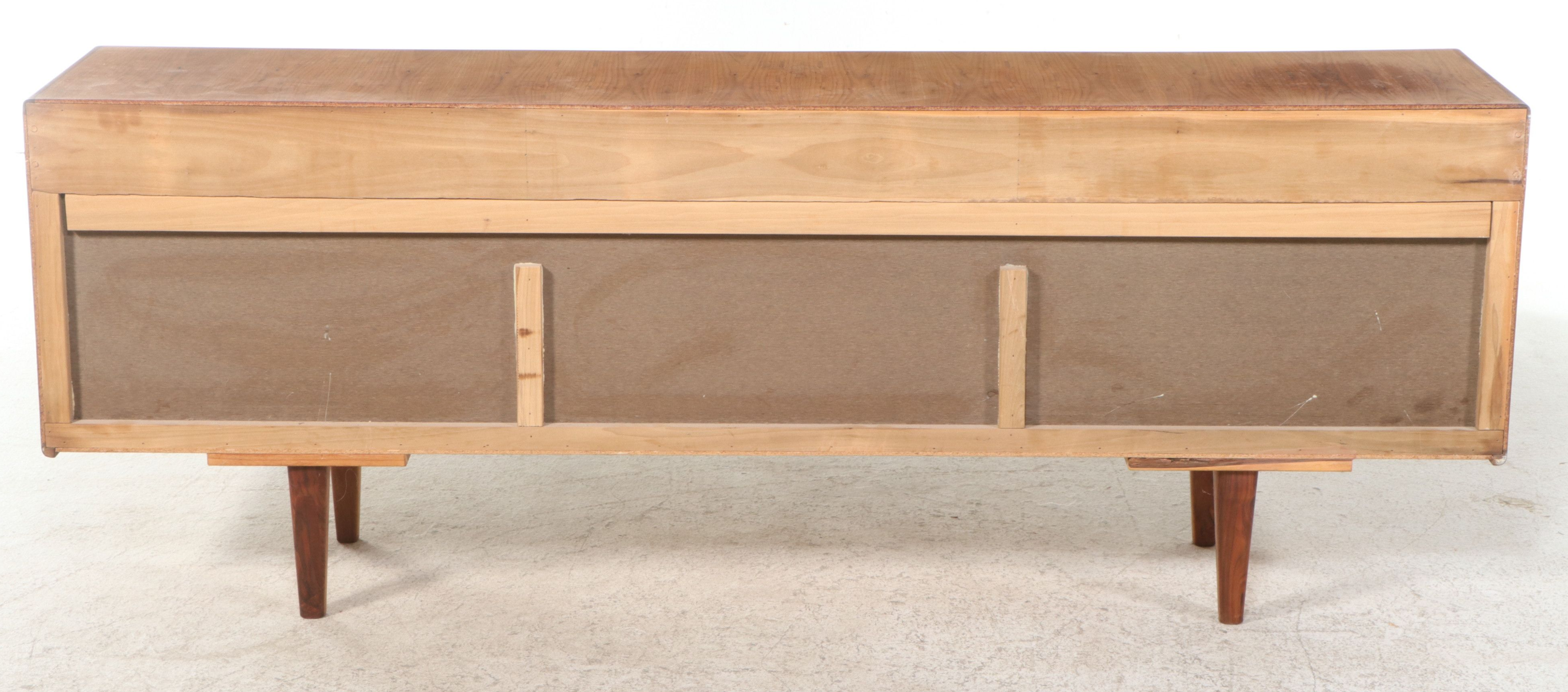 Mid Century Modern Teak or Walnut Sideboard with Sliding Doors