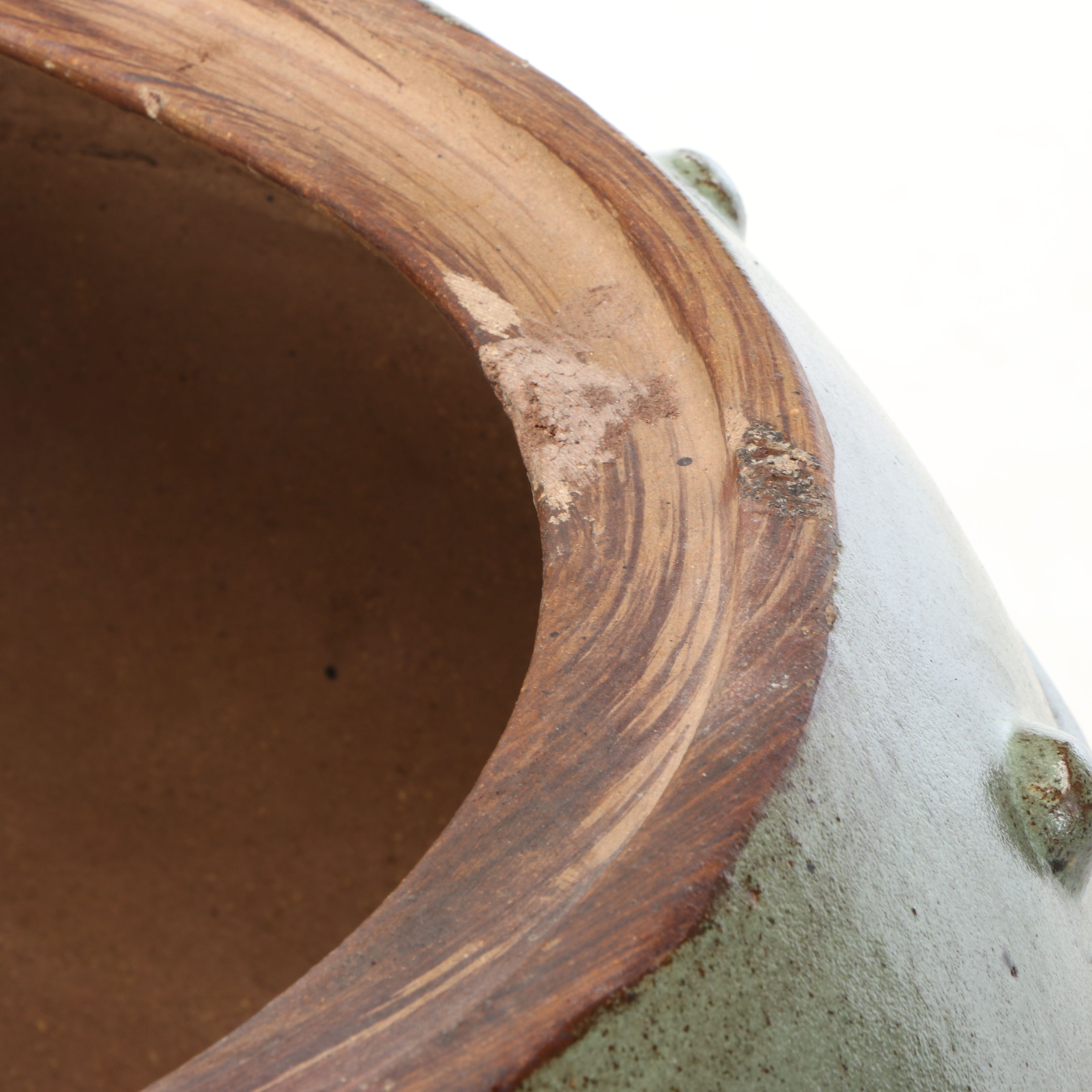 Ridged Celadon Earthenware with Other Planters and Metal Stand