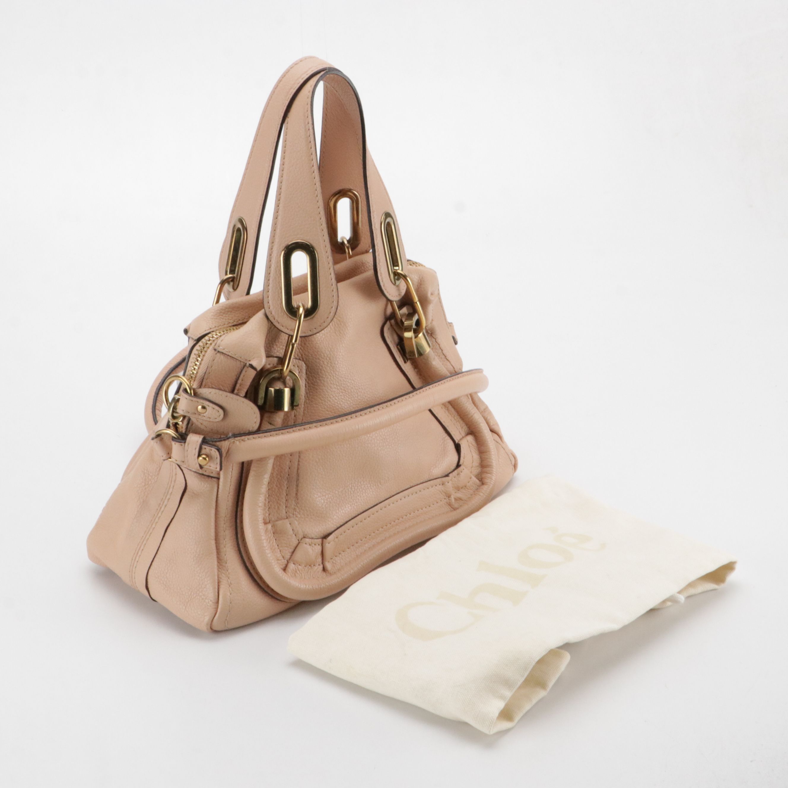 Chloé Paraty Handbag in Peach Grained Leather