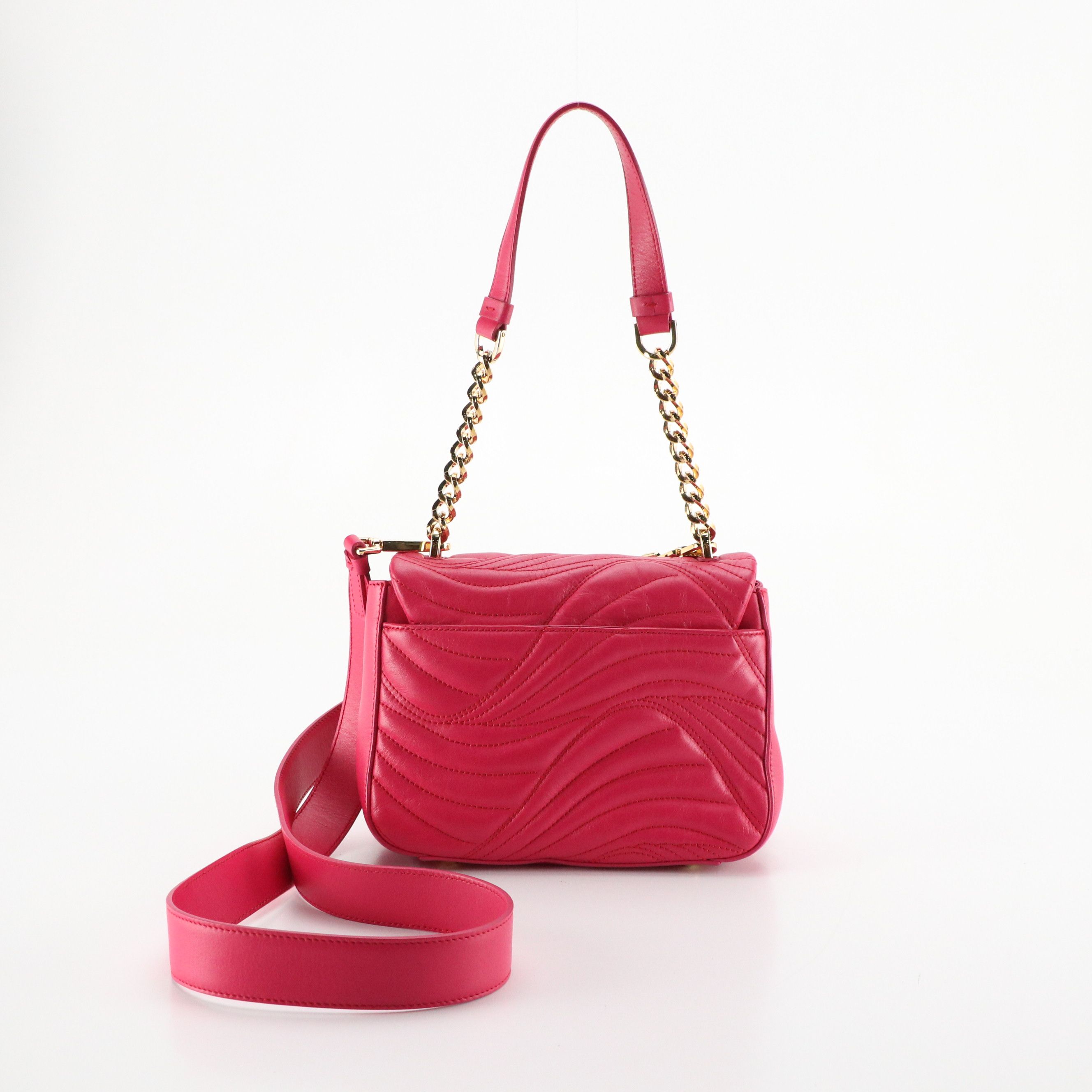 Salvatore Ferragamo Lexi Push-Lock Two Way Bag in Hot Pink Quilted Leather