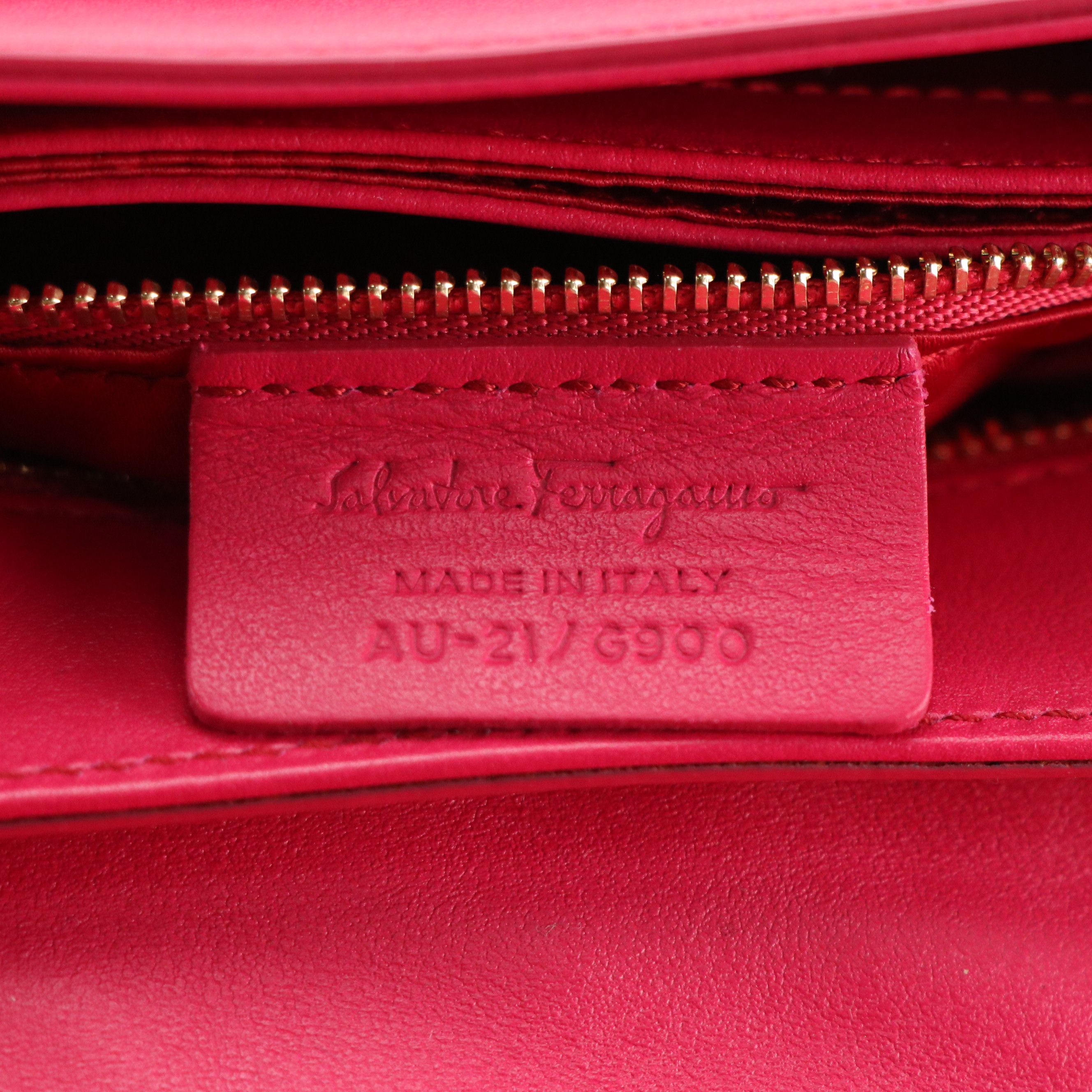 Salvatore Ferragamo Lexi Push-Lock Two Way Bag in Hot Pink Quilted Leather