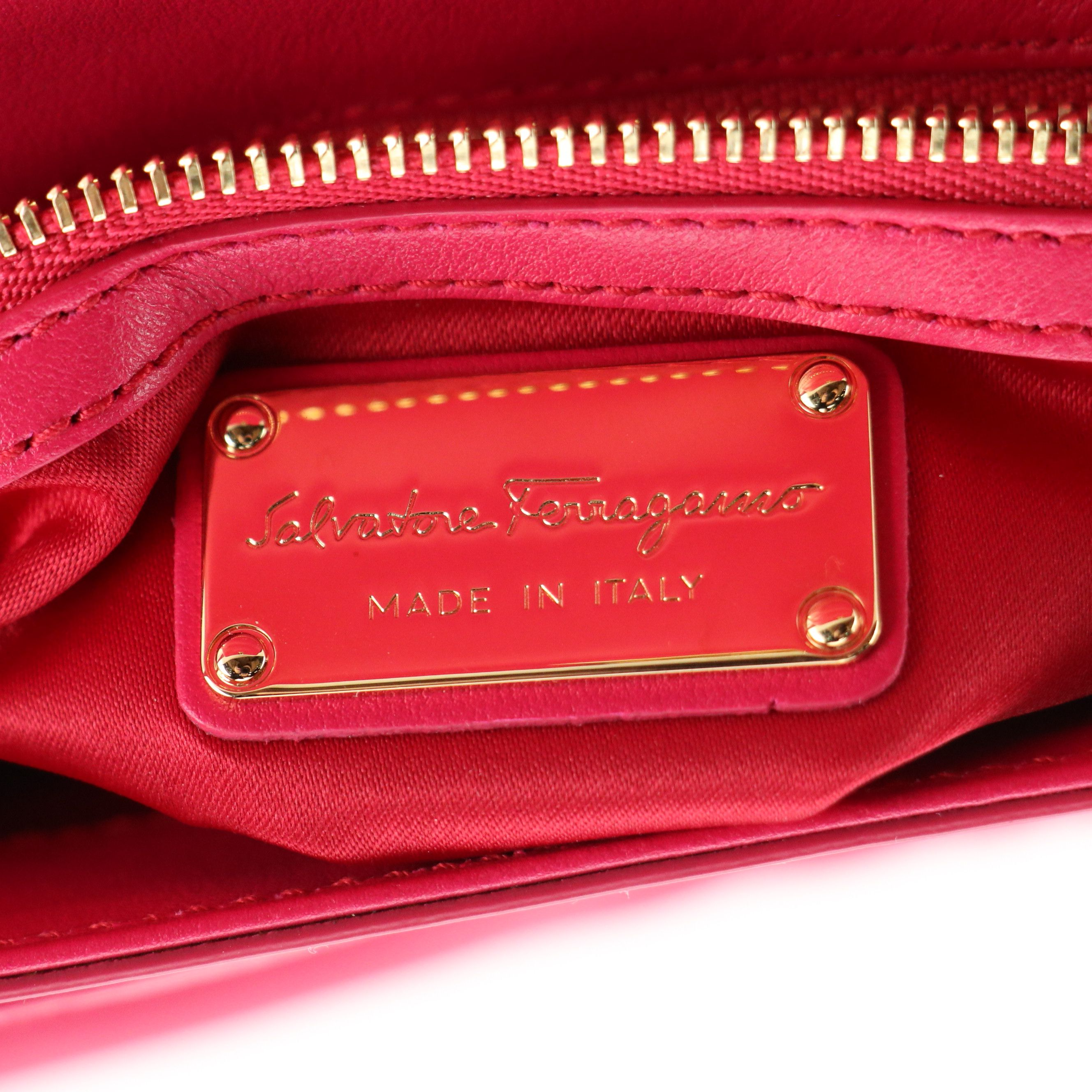 Salvatore Ferragamo Lexi Push-Lock Two Way Bag in Hot Pink Quilted Leather