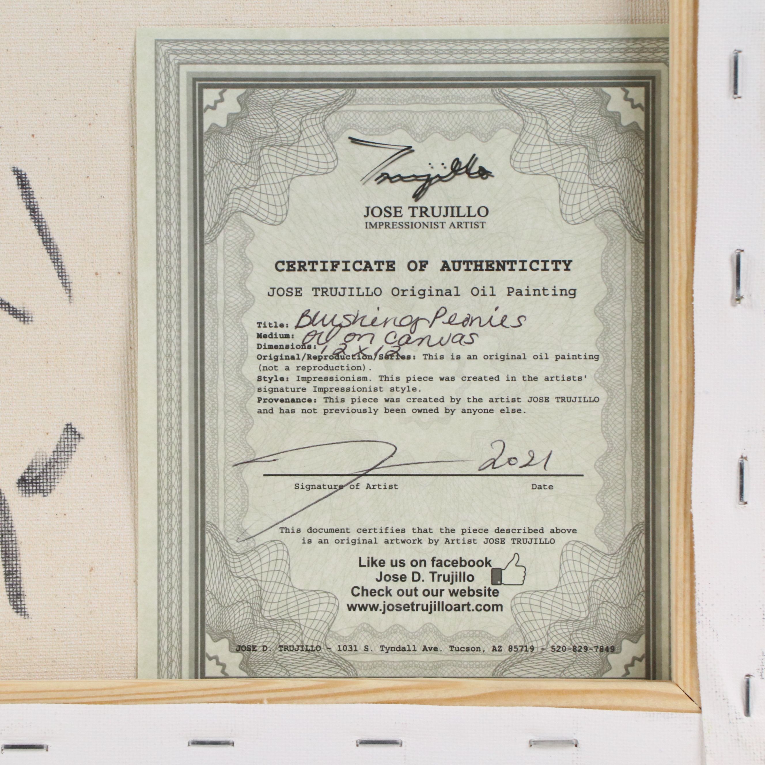 José Trujillo Oil Painting "Blushing Peonies," 2021