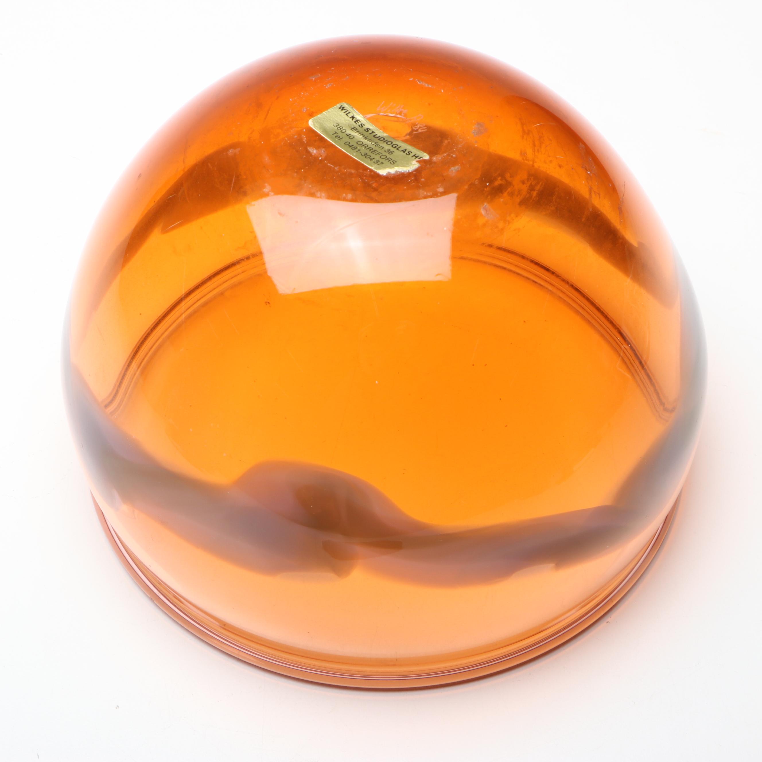 Swedish Wilkes StudioGlas Blown Glass Bowl, 1984