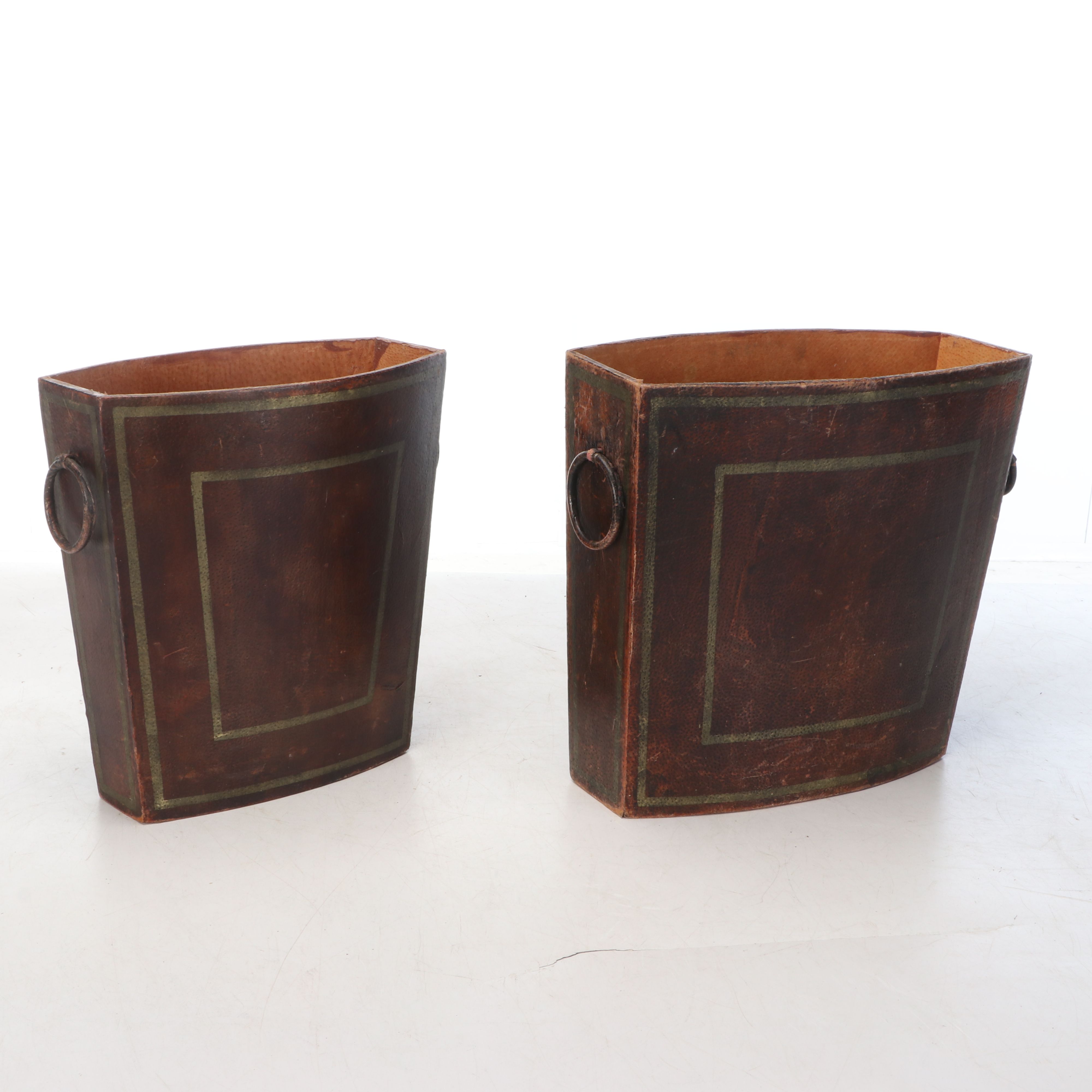 Pair of Leather Covered Umbrella Stands