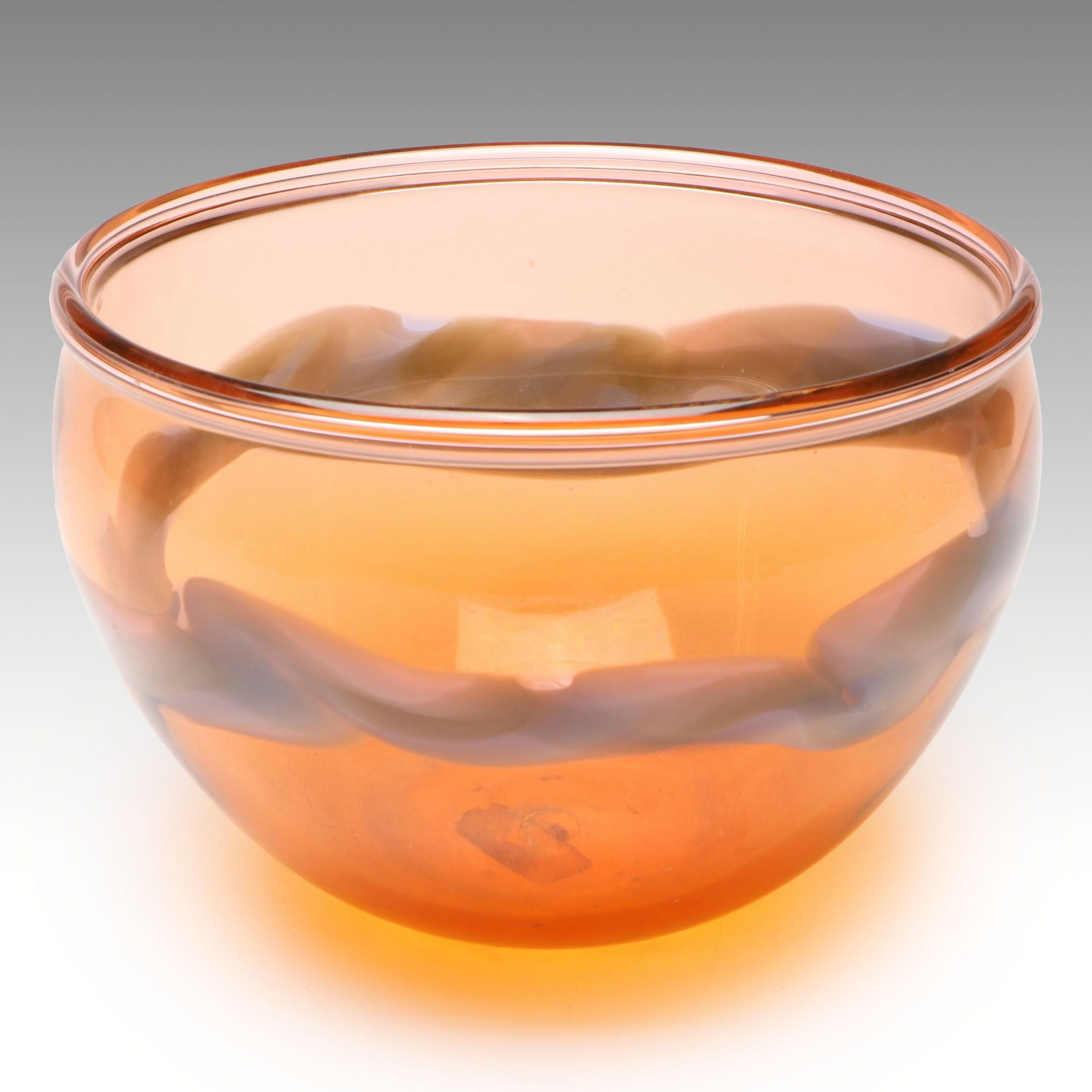 Swedish Wilkes StudioGlas Blown Glass Bowl, 1984