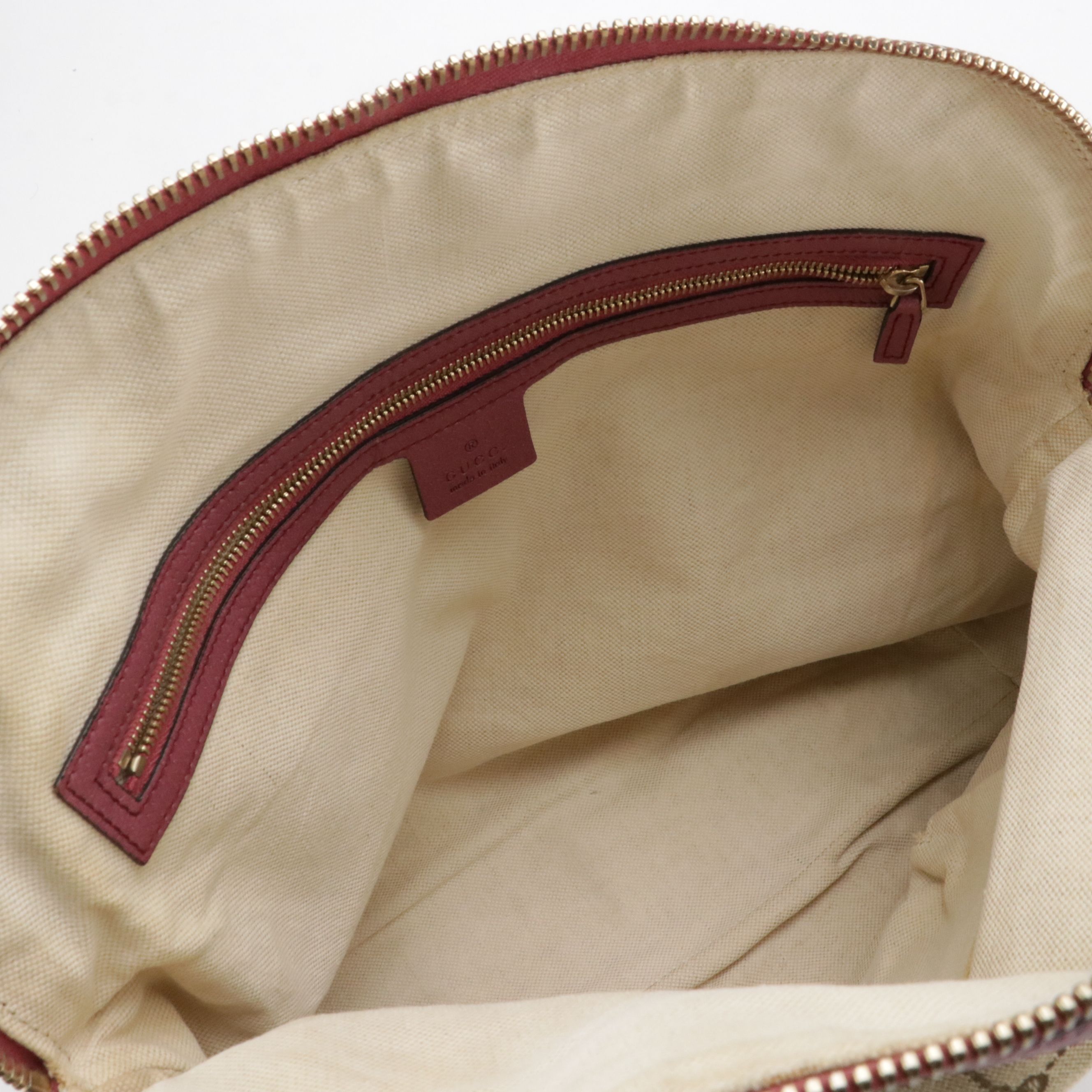 Gucci Large Bree Domed Zip-Around Bag in GG Canvas and Pink Cinghiale Leather