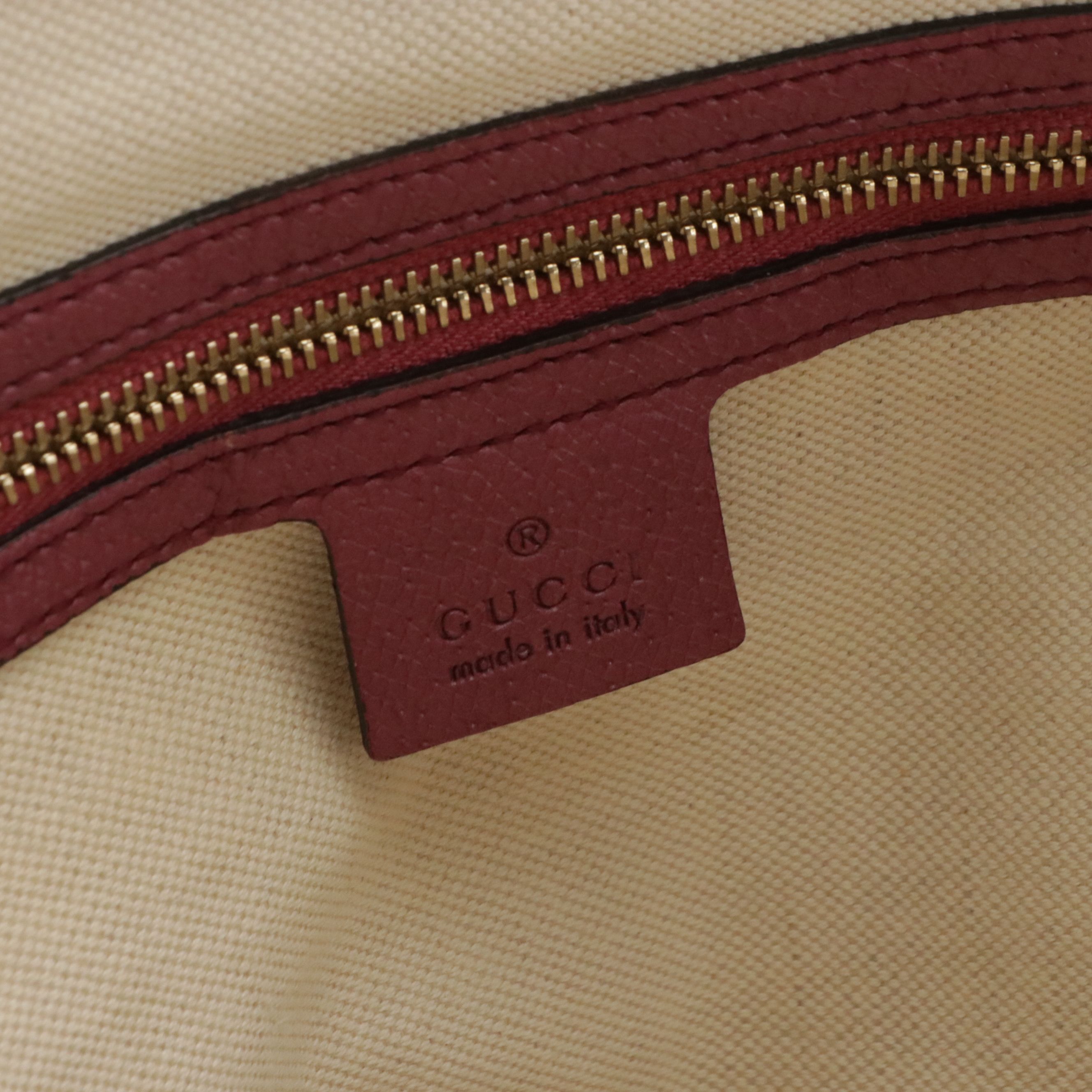 Gucci Large Bree Domed Zip-Around Bag in GG Canvas and Pink Cinghiale Leather