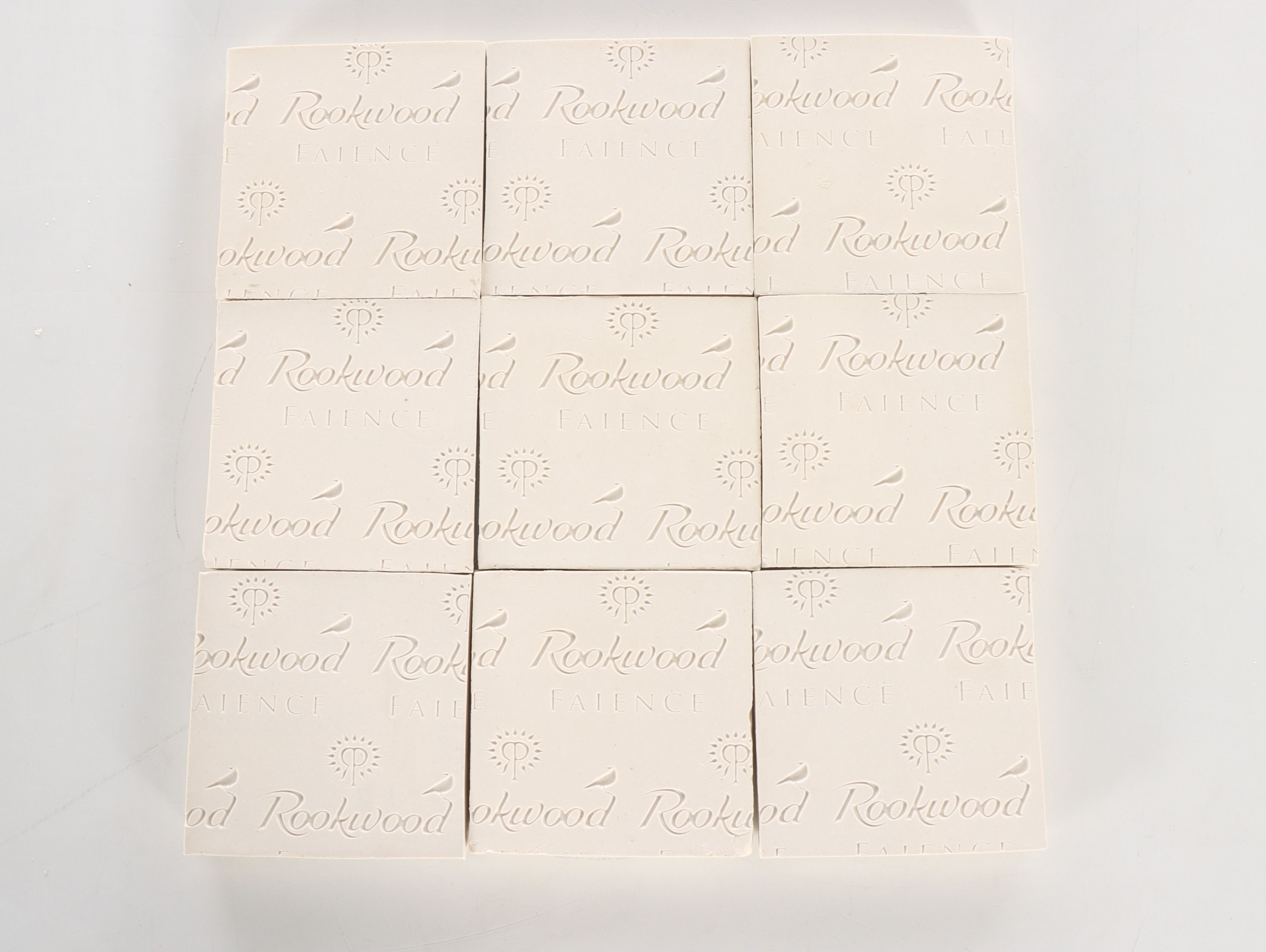 Rookwood Pottery "Misty Moon" Production Field Tiles with Decorative Inlay Tiles