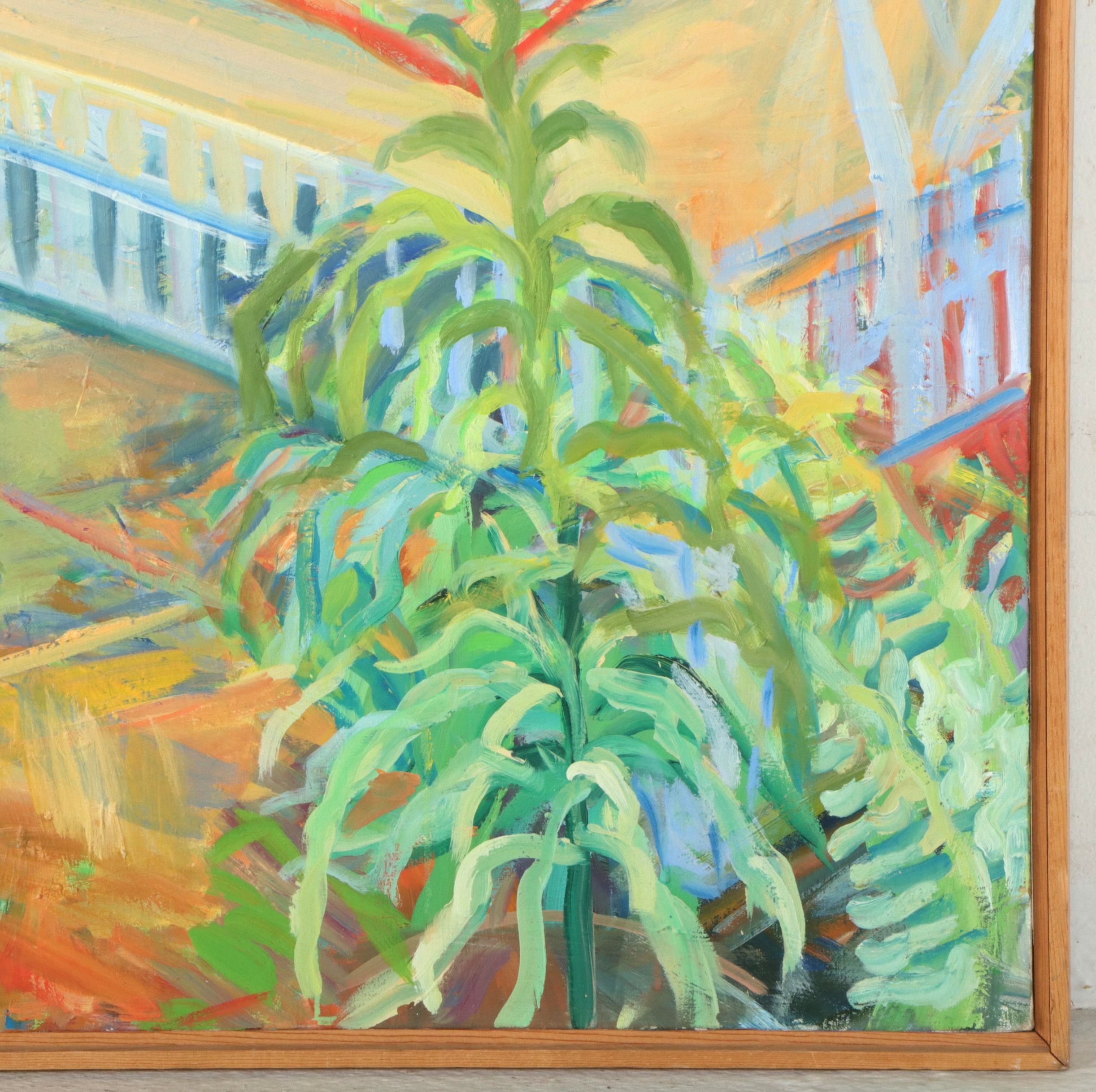 Anne Perkins Interior Scene Oil Painting of Reading Chair and Plants