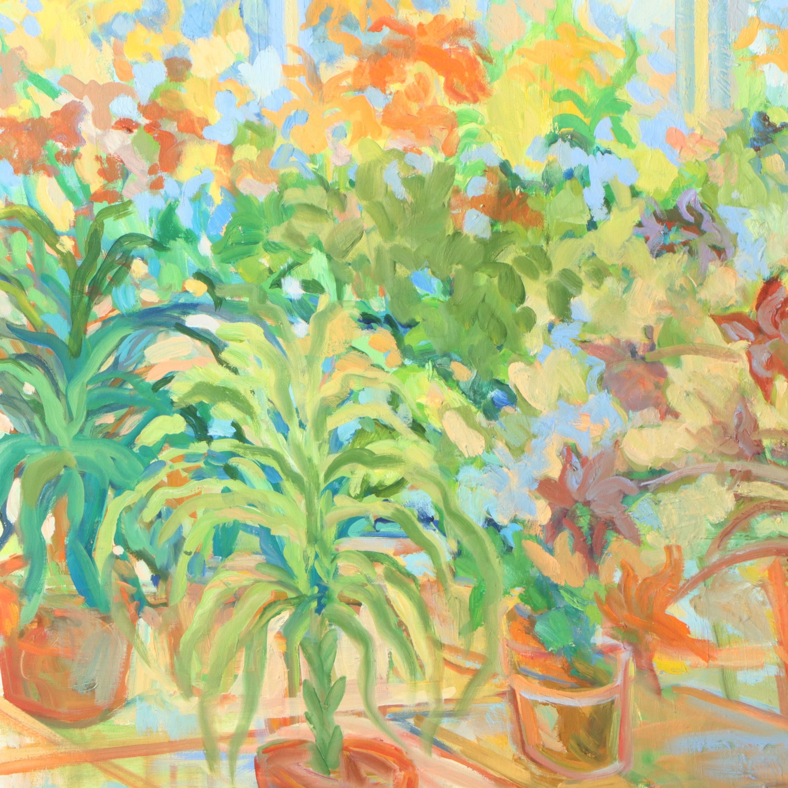 Anne Perkins Interior Scene Oil Painting of Reading Chair and Plants