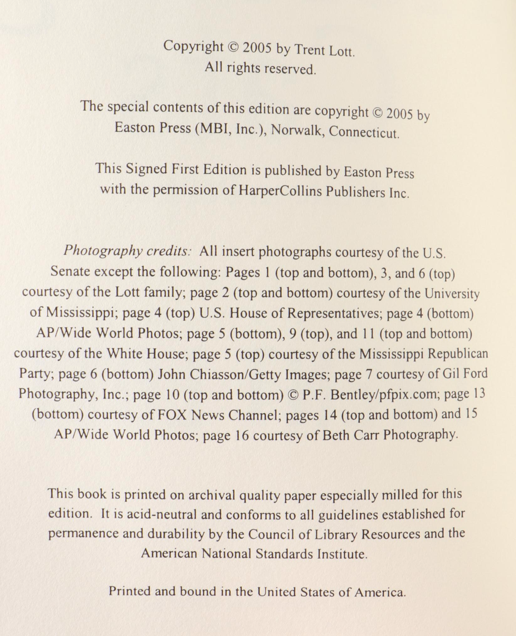 Signed Limited First Edition "Herding Cats" by Trent Lott and More Books