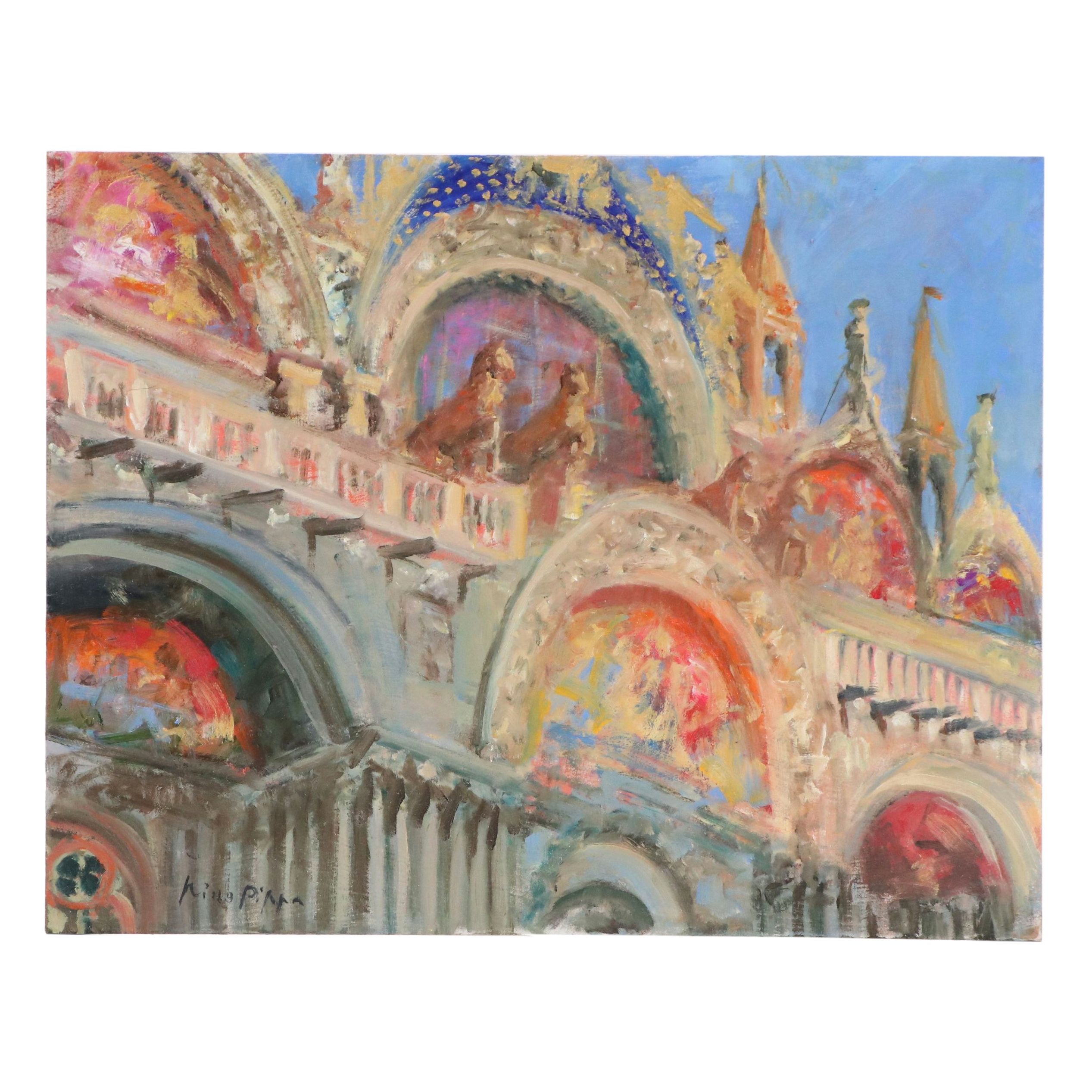 Nino Pippa Oil Painting "Venice - Glimpse of Saint Mark's Cathedral," 2019
