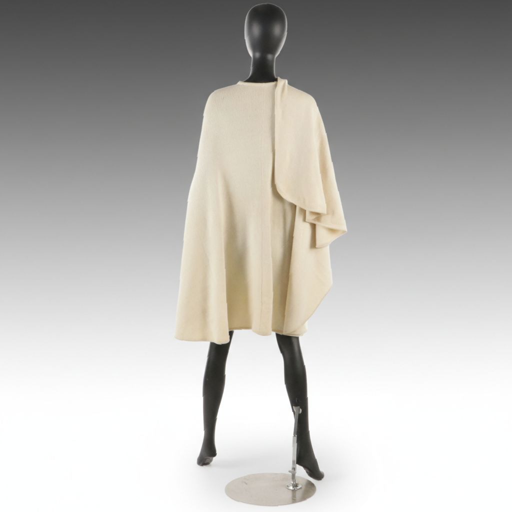 Halston Ivory Cashmere Wool Knit Wrap, 1970s