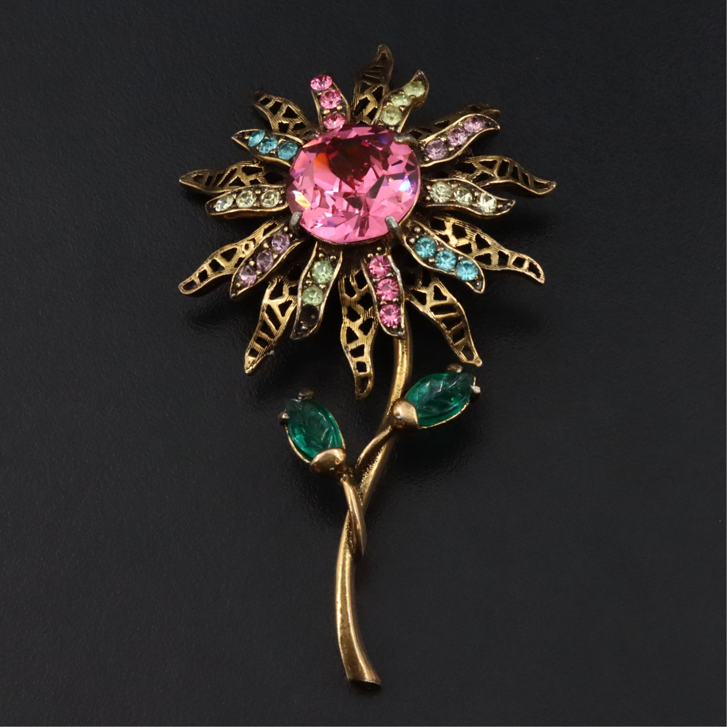 Weiss Rhinestone Flower Brooch