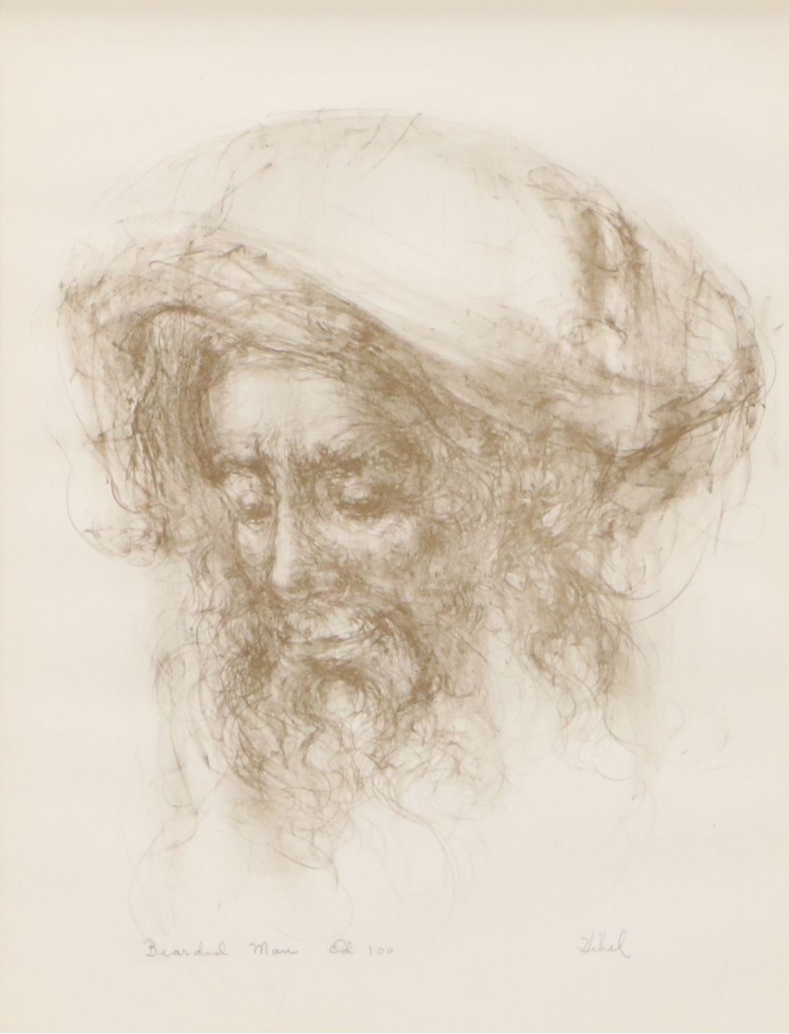 Edna Hibel Plotkin Portrait Lithograph "Bearded Man"