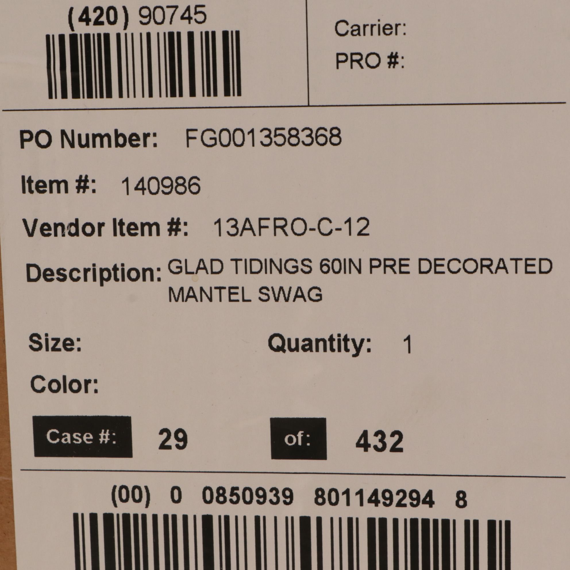 Frontgate "Glad Tidings" 60 in. Mantel Decor