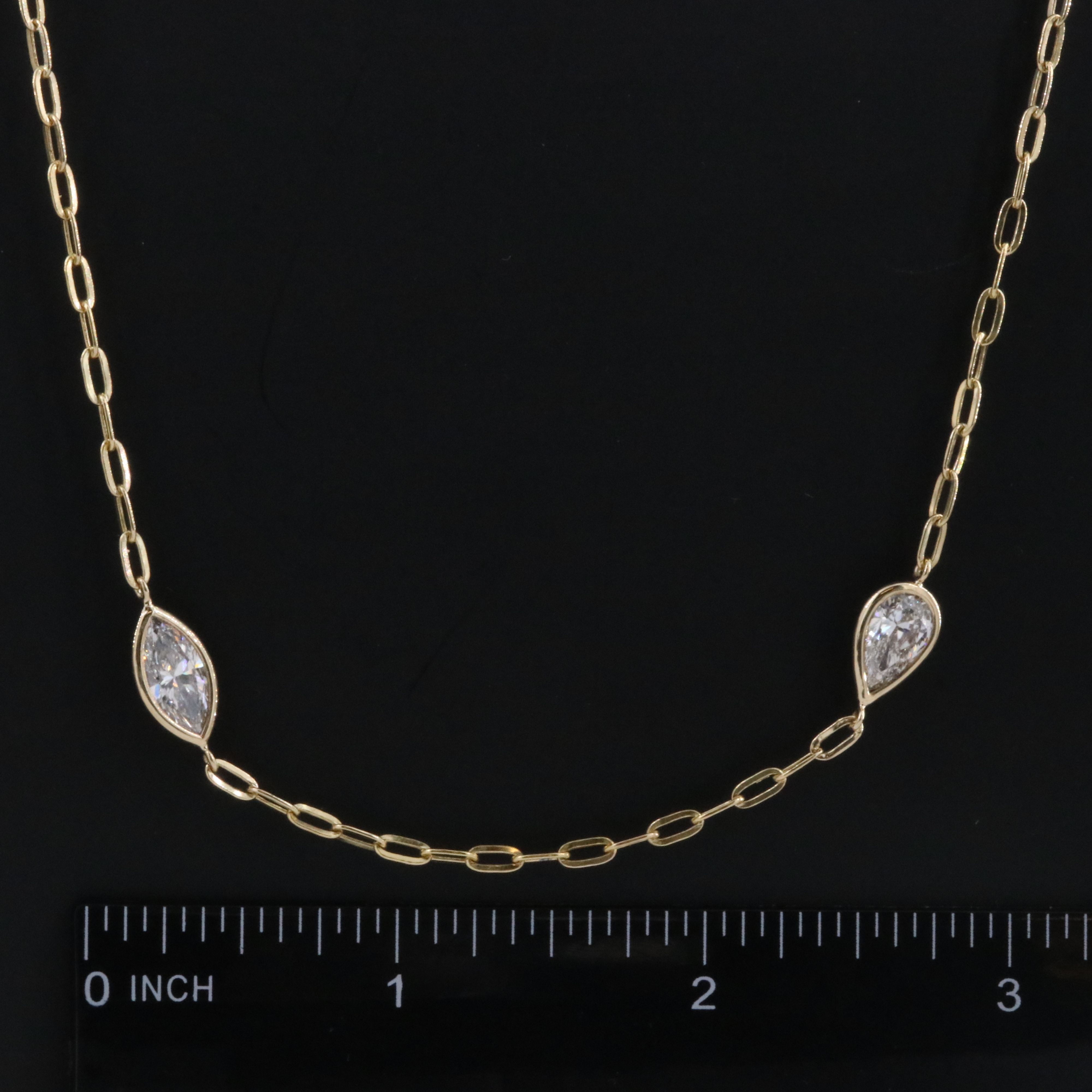 14K 4.20 CTW Lab Grown Diamond Mixed Shape Bezel Station Necklace